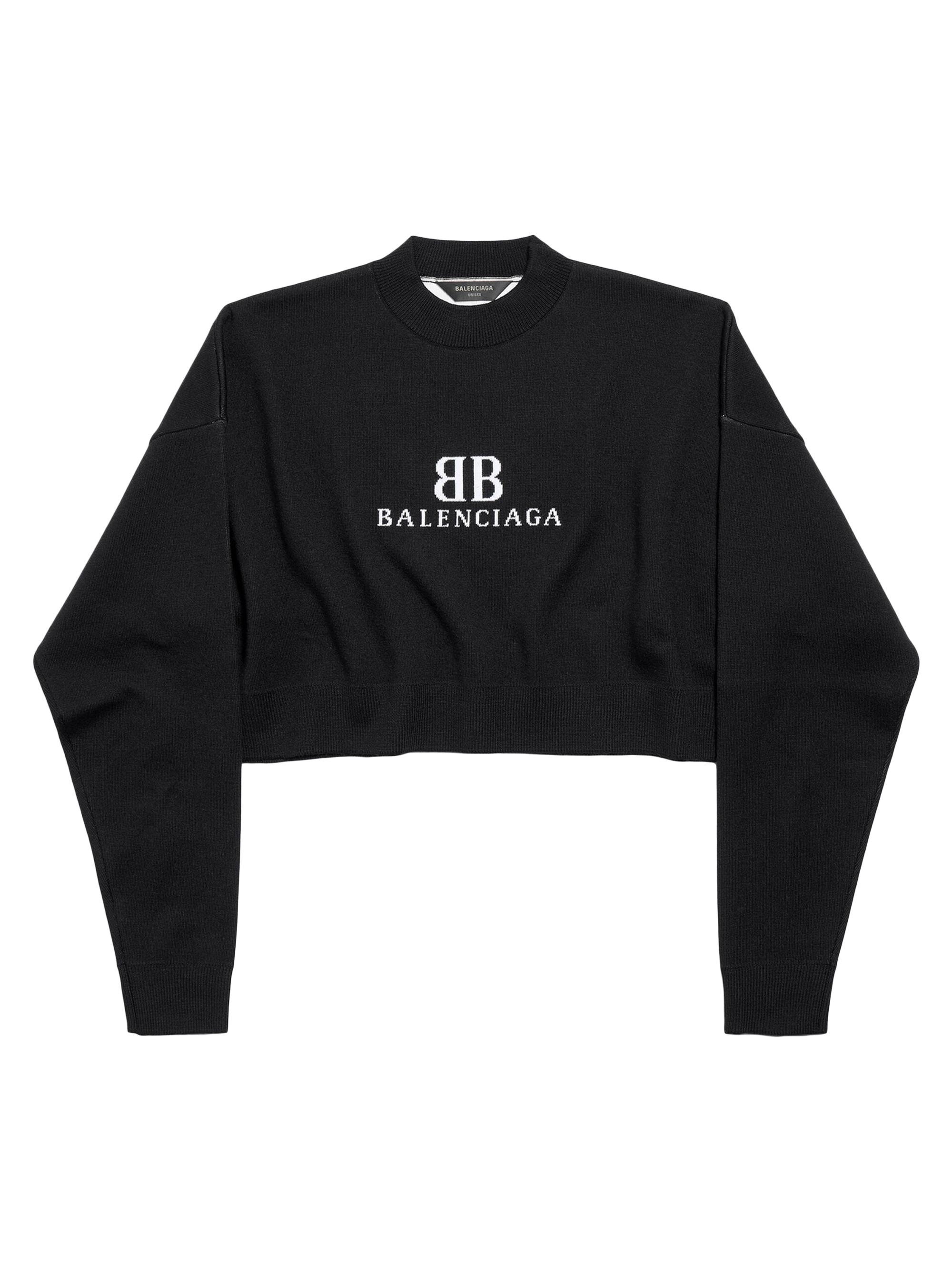 Balenciaga Women's Cropped Crewneck T-Shirt - Black White