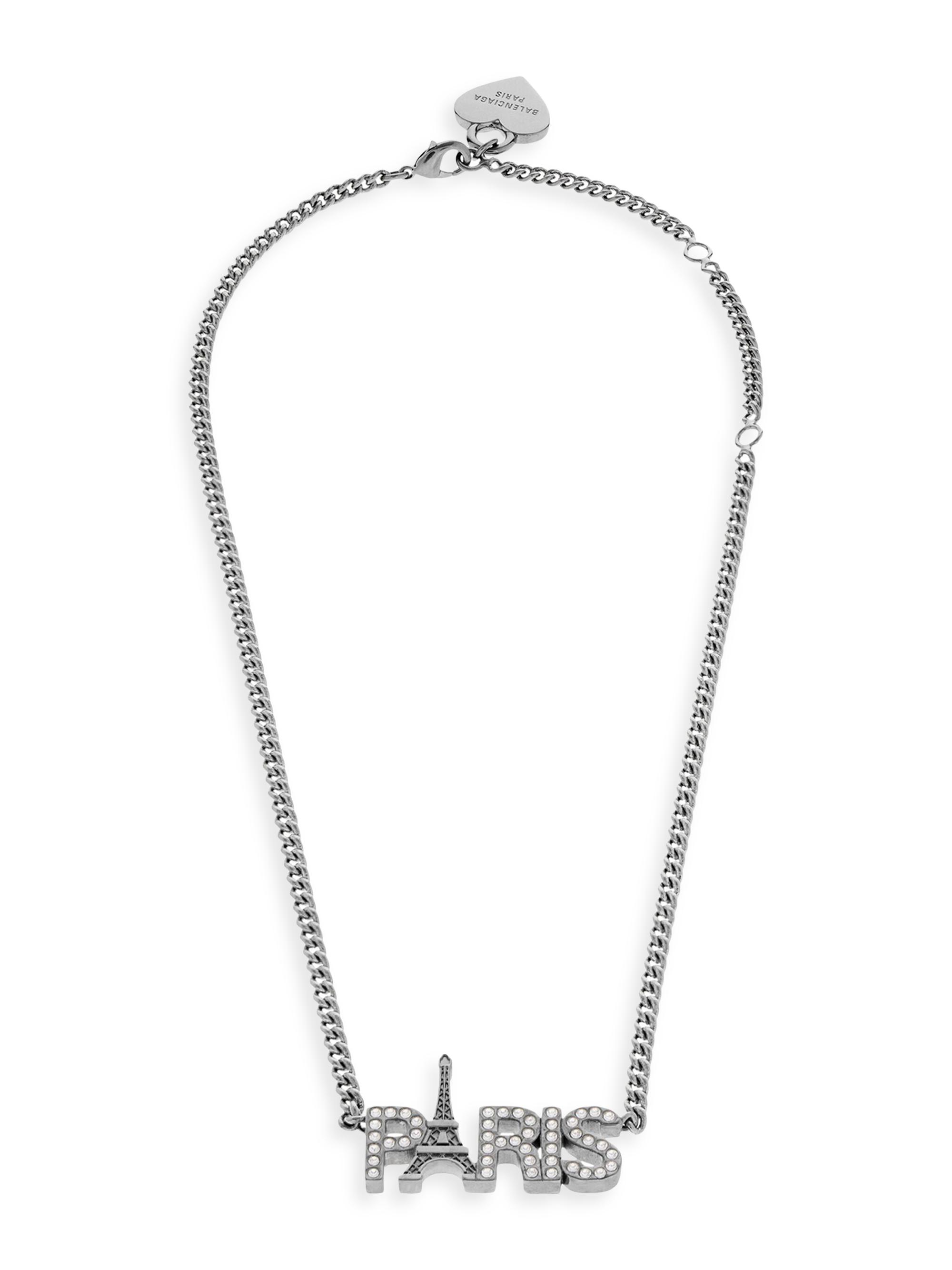 Balenciaga Men's Paris Souvenir Necklace - Silver