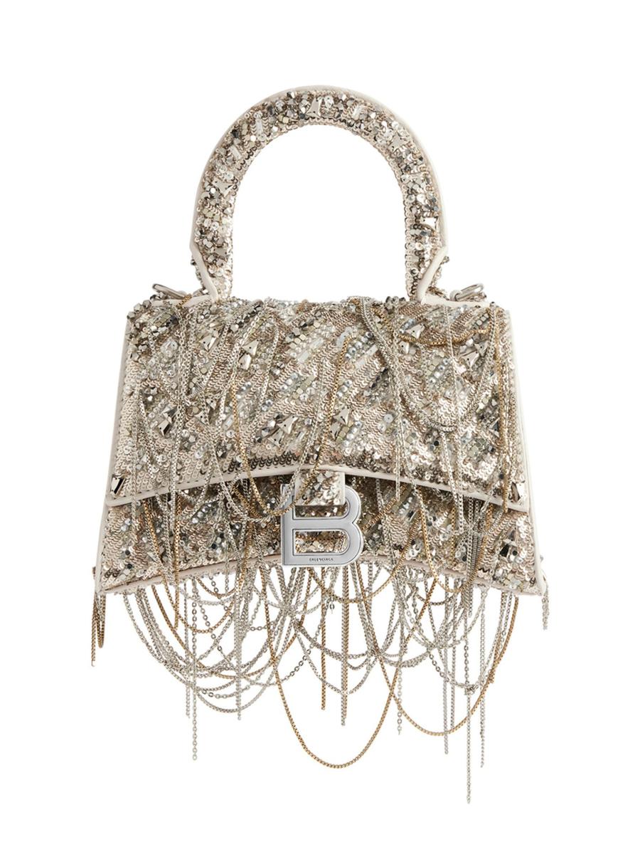 VIPセール価格♪【BALENCIAGA】HOURGLASS TOP HANDLE バック Balenciaga Hourglass XS Top Handle Bag with Chain Embroidery