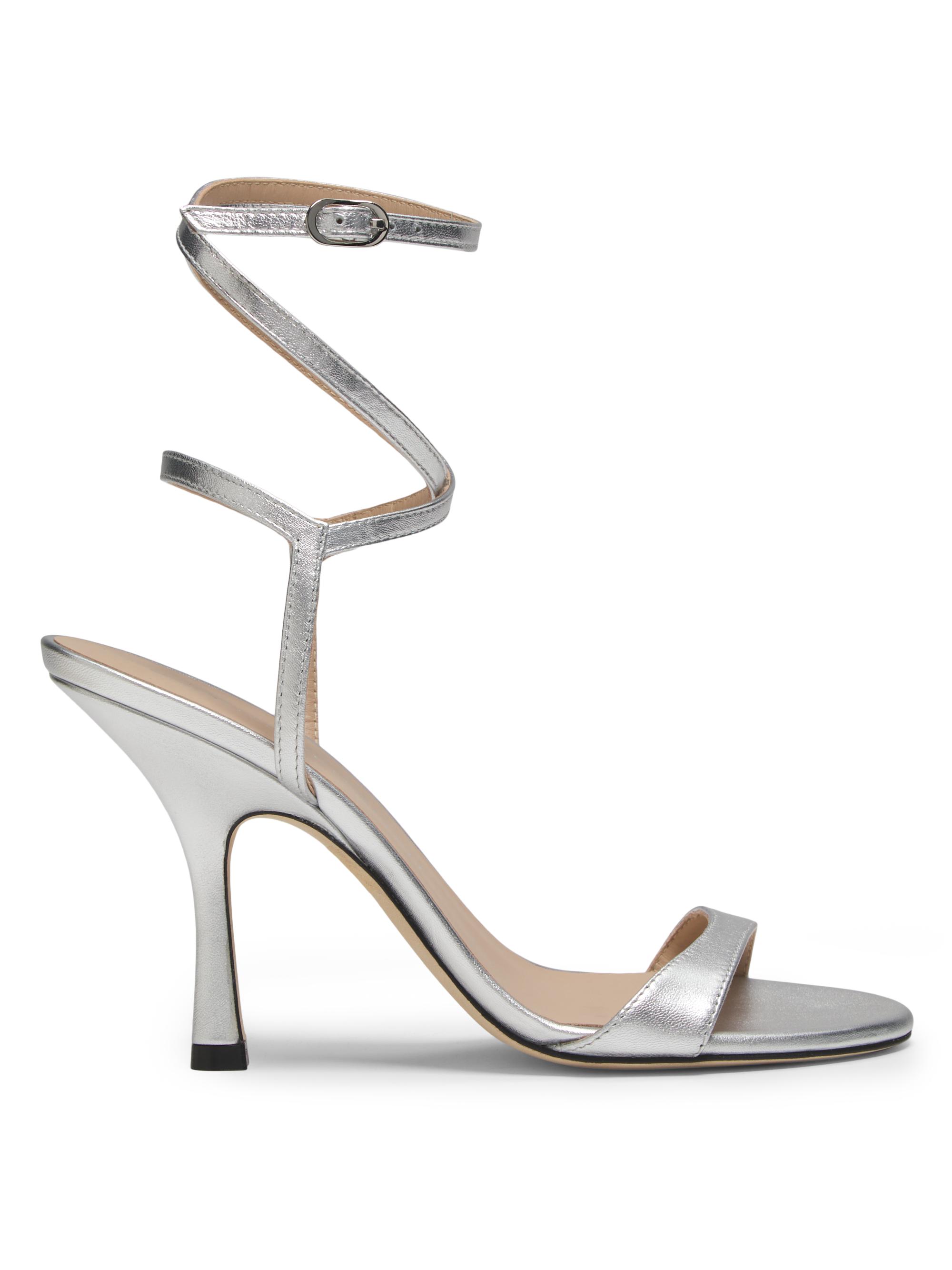 Stuart Weitzman Women's Nudist Wrap 100MM Leather Sandals - Silver