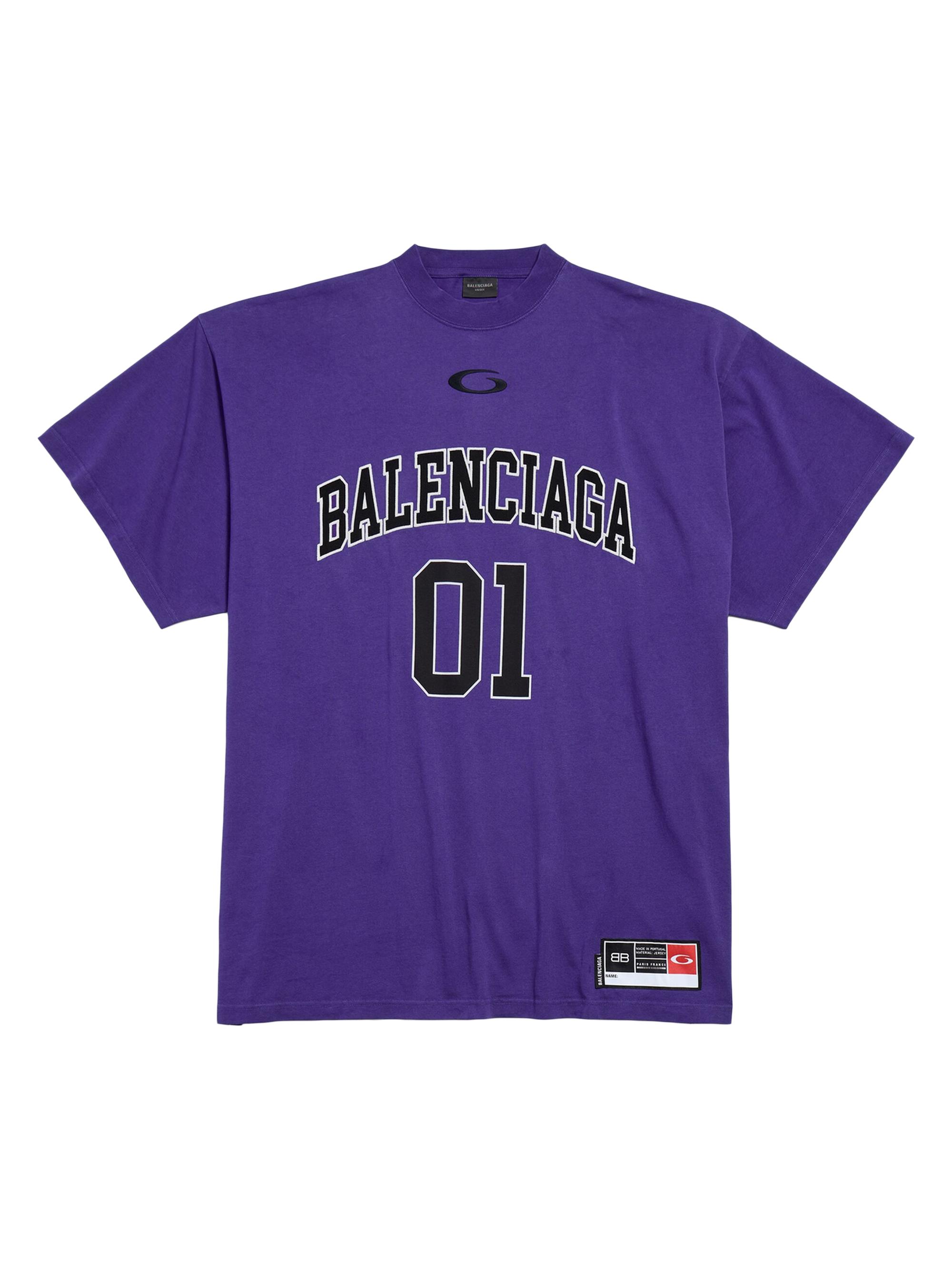 Balenciaga Men's Basketball Series Oversized T-Shirt - Deep Purple