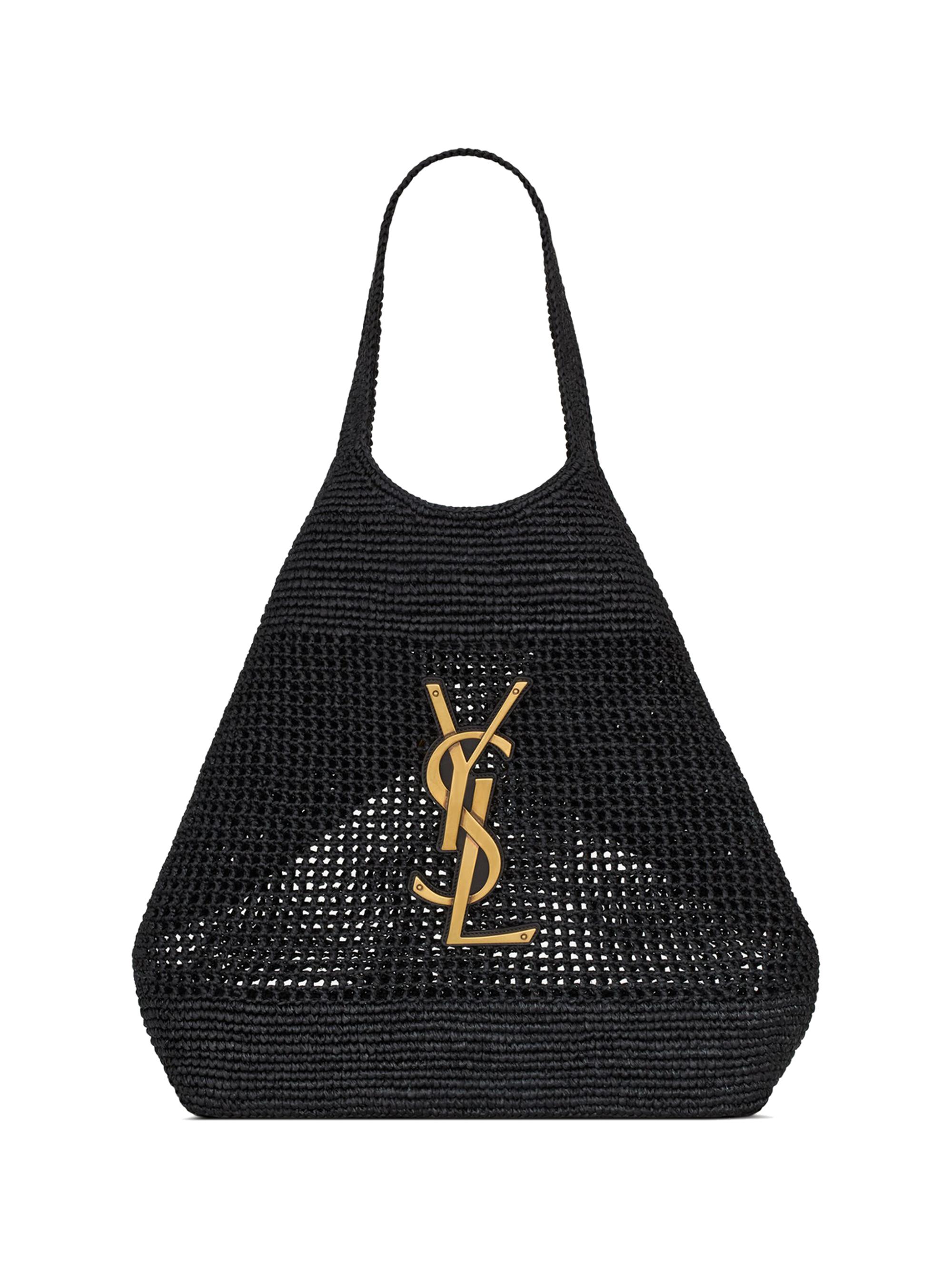 Saint Laurent Women's Icare Tote Bag in Raffia - Black