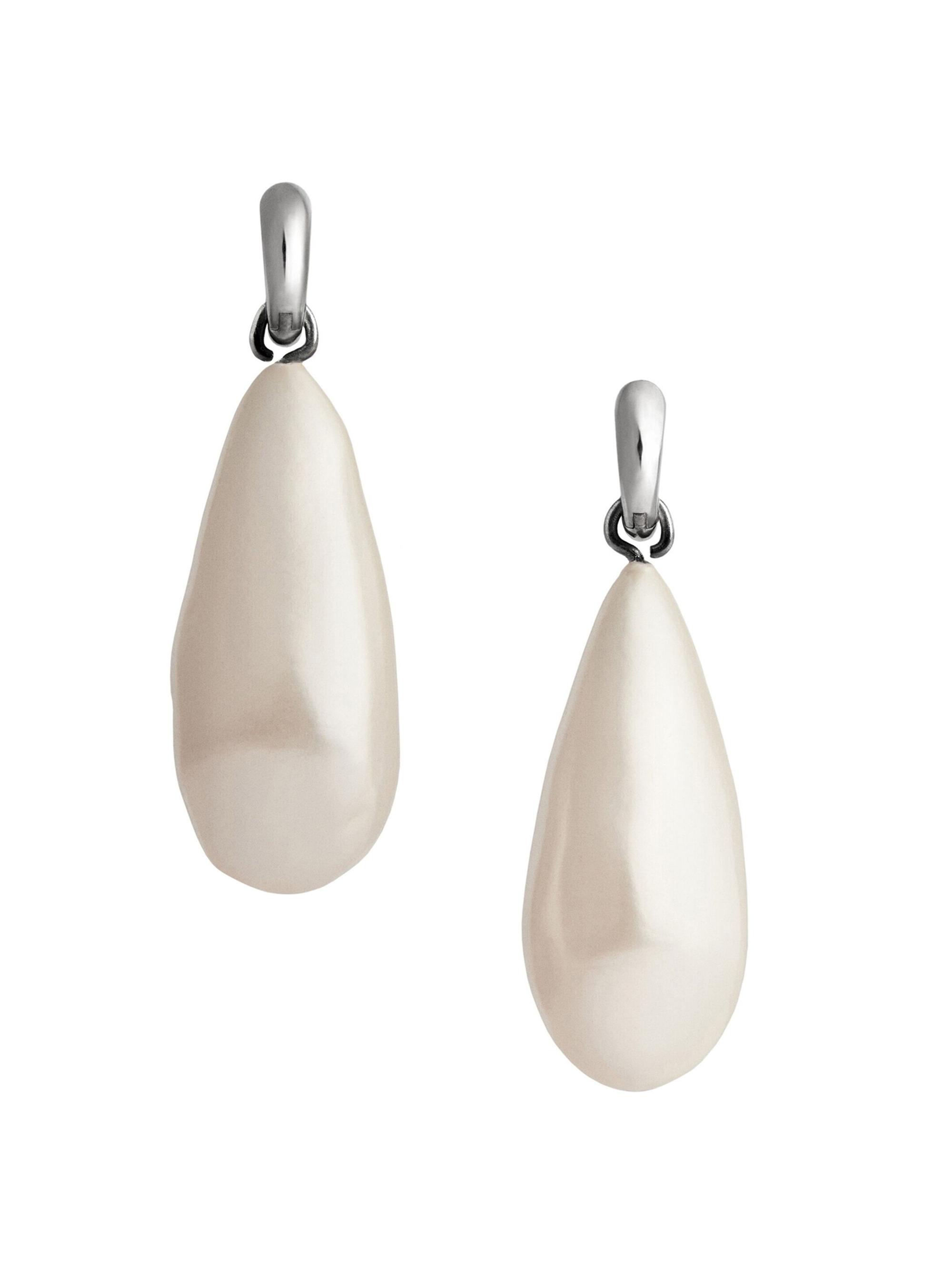 Balenciaga Women's Palazzo Pearl Earrings - Antique Silver