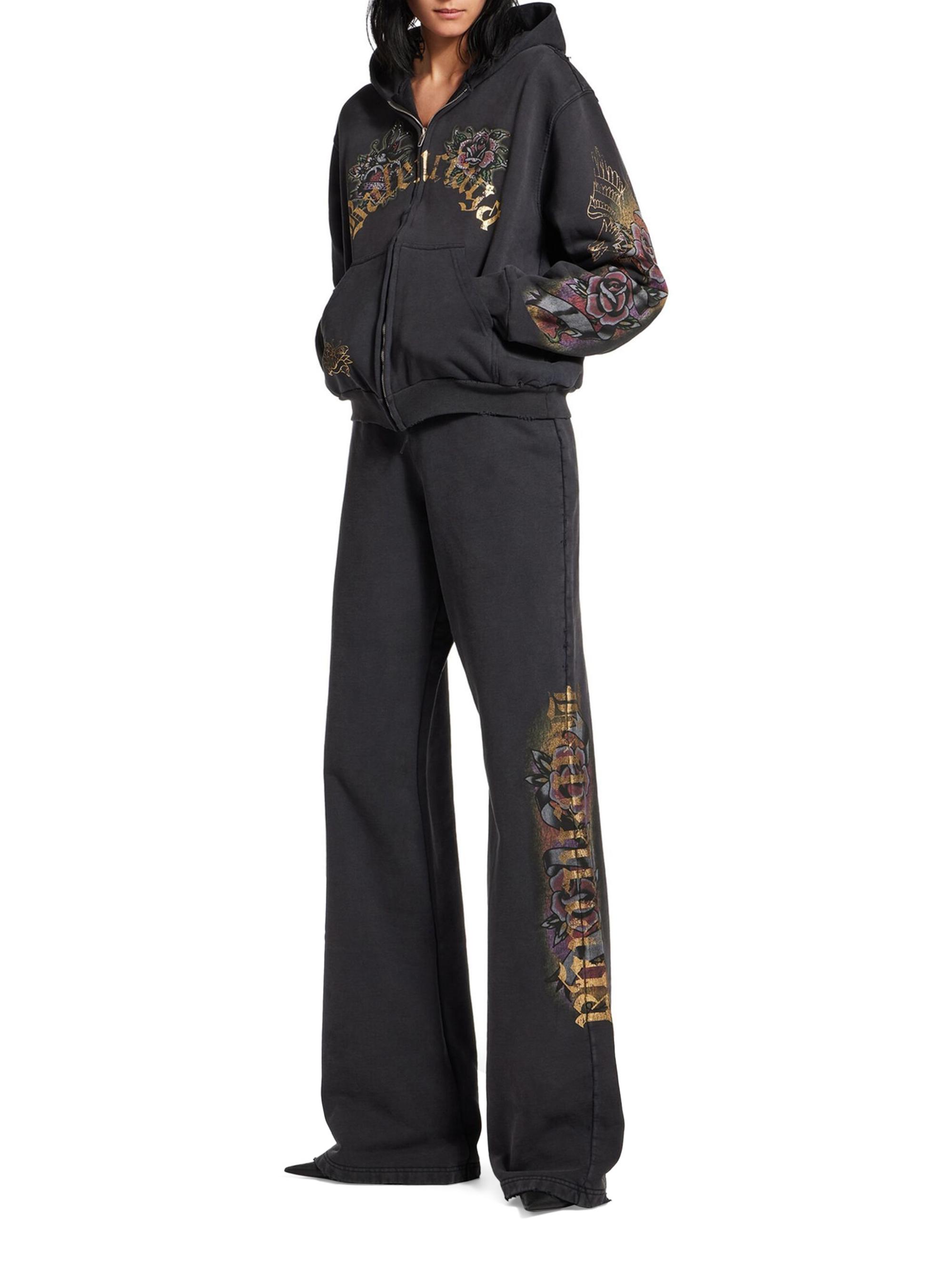 Balenciaga Tacky Tattoo Zip-Up Small Fit Hoodie | Saks Fifth Avenue