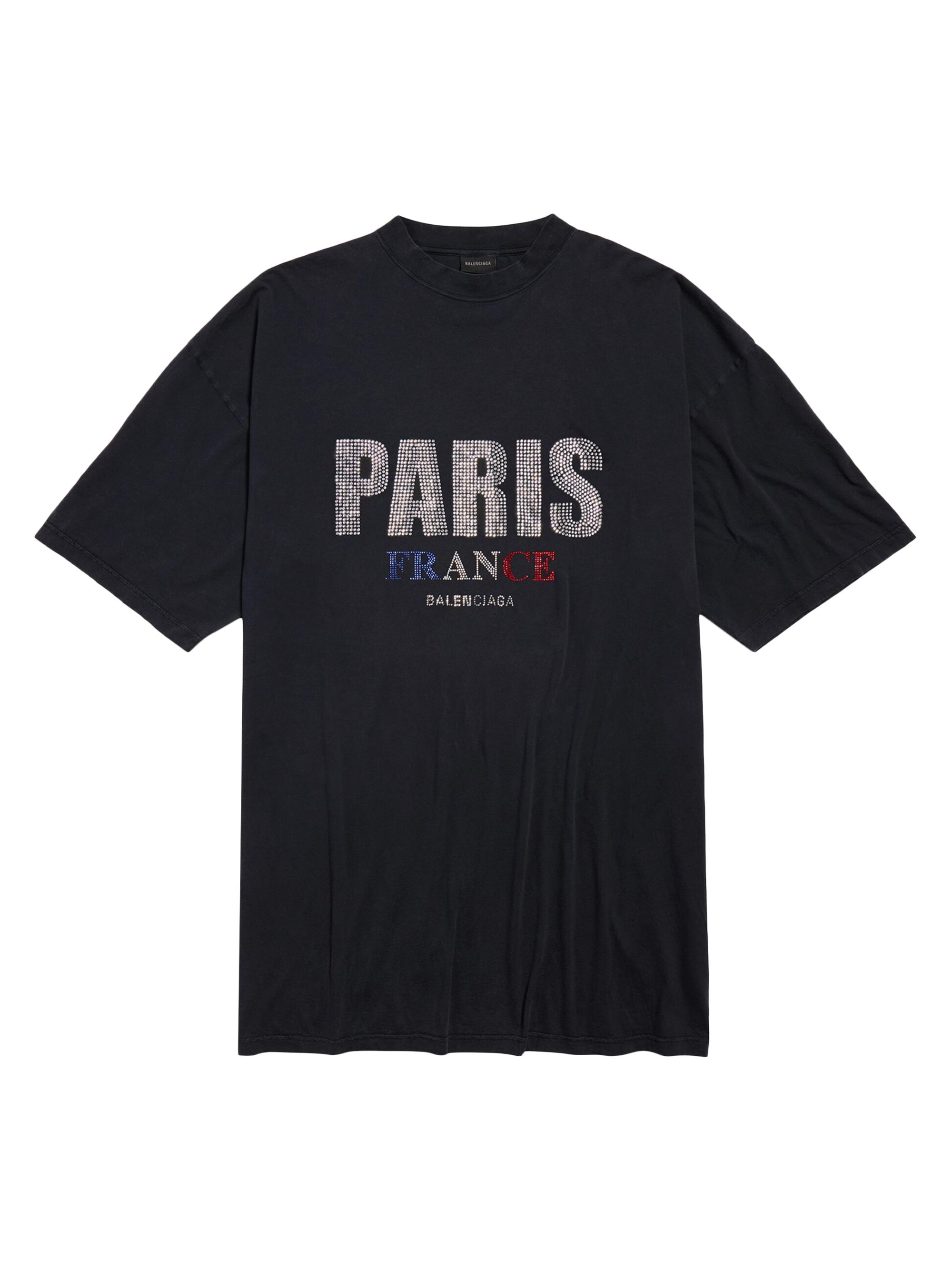 Balenciaga Women's Paris Strass T-Shirt Dress - Black