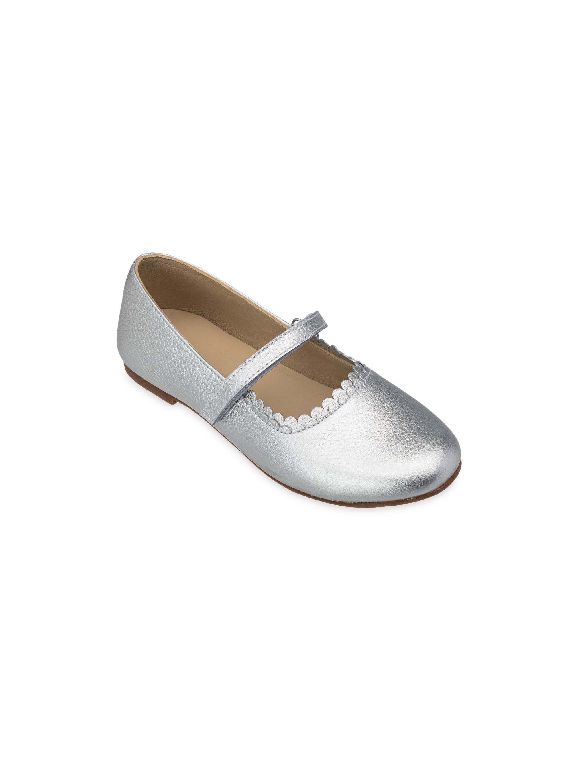 Elephantito Little Girl's & Girl's Aria Leather Mary Jane Flats - Silver 6 (Child)