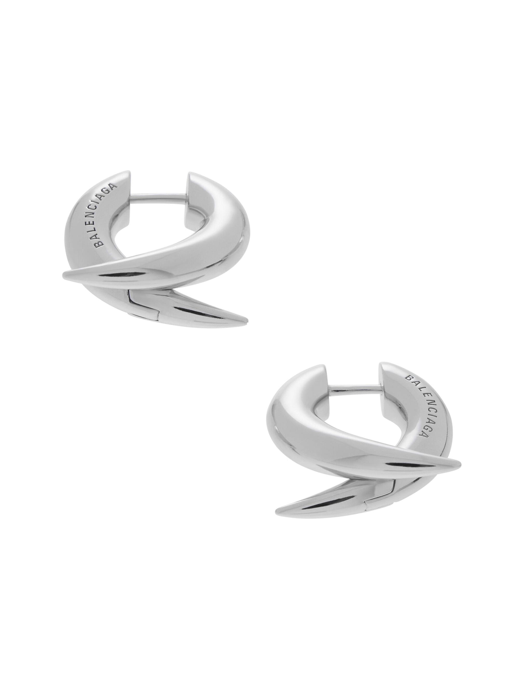 Balenciaga Men's Force Horn  Earrings - Silver