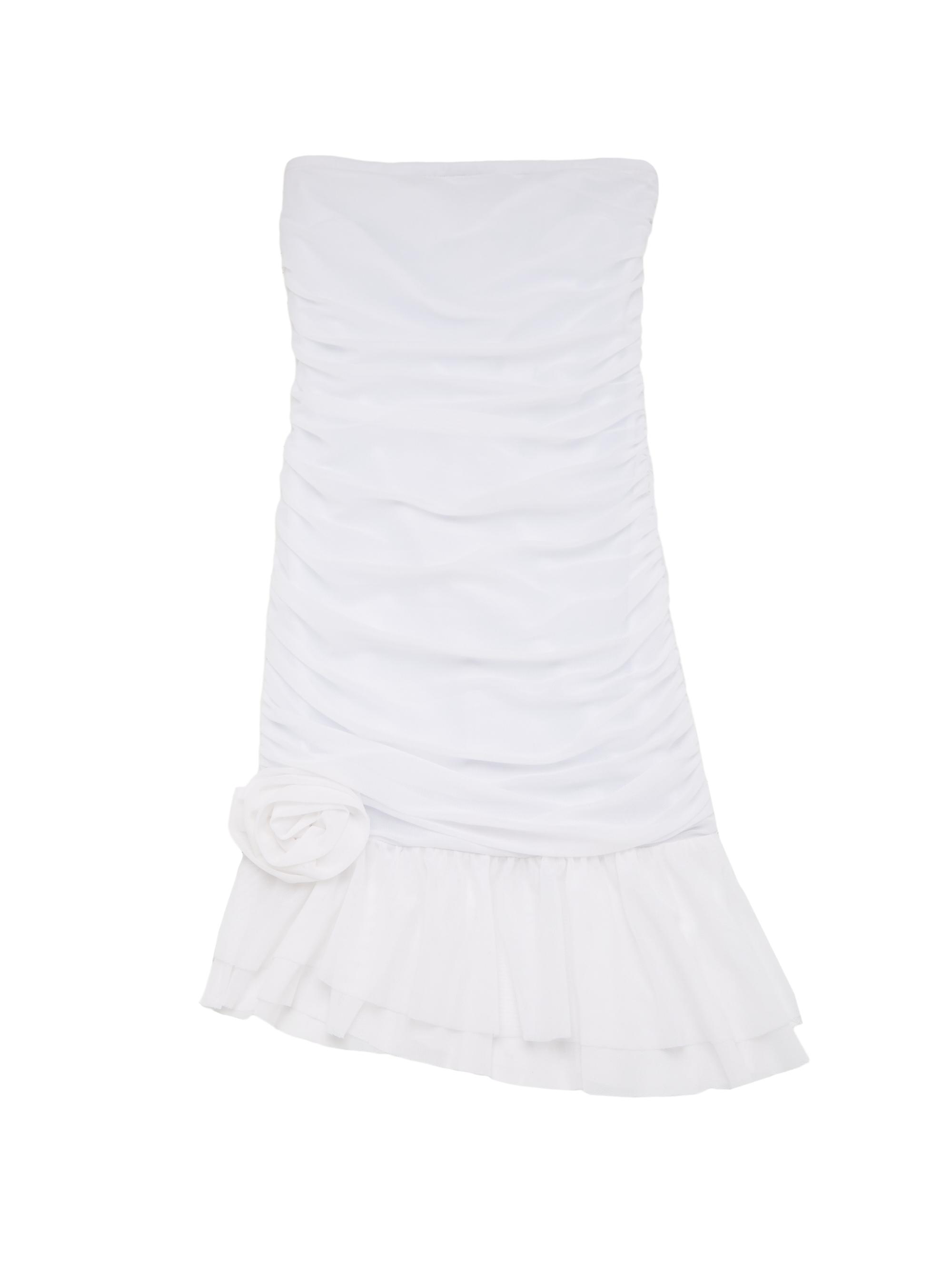 Theme Girl's Silvie Lame Ruffle Rose Dress - White