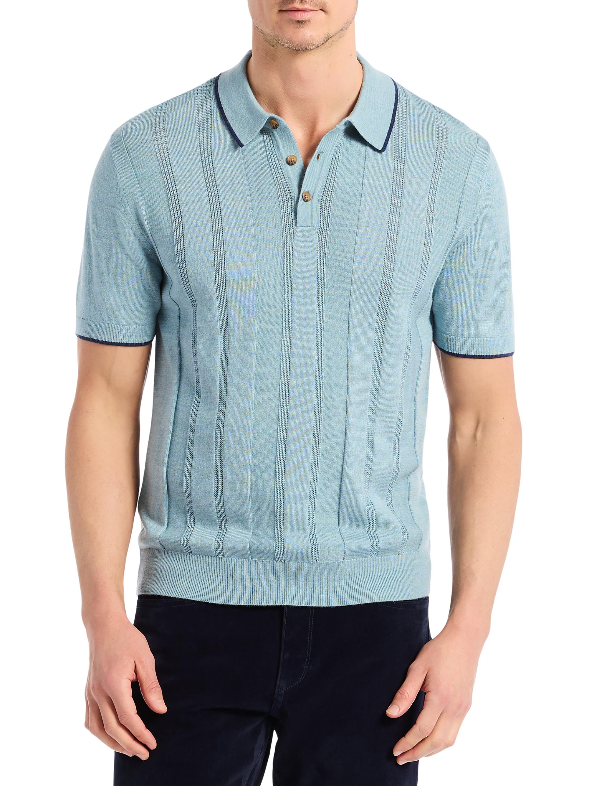 Robert Graham Men's Edvan Wool-Blend Polo Sweater - Slate Blue