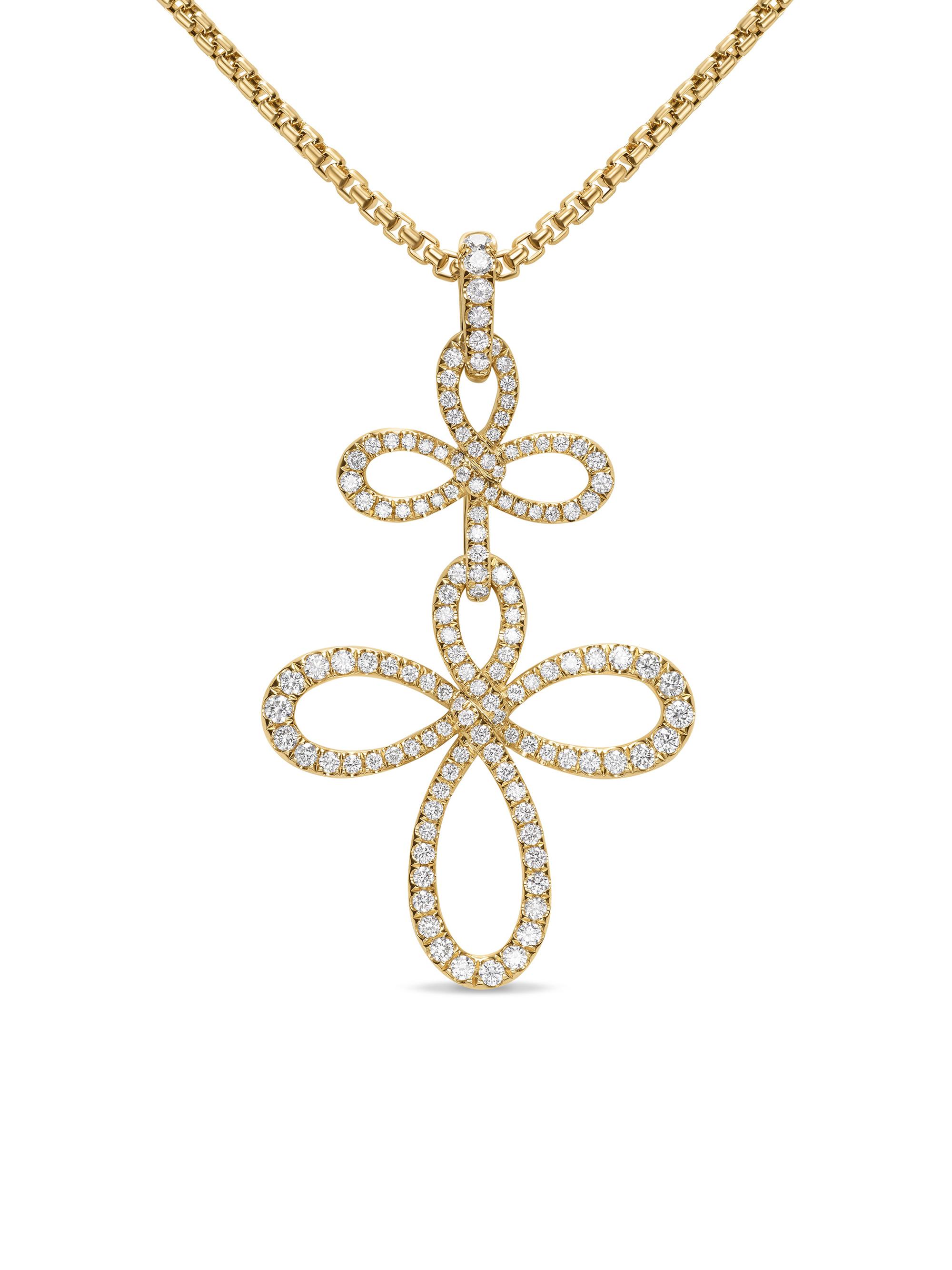 David Yurman Women's Wisteria Pendant Necklace in K Yellow Gold with Diamonds, 38.2MM - Diamond