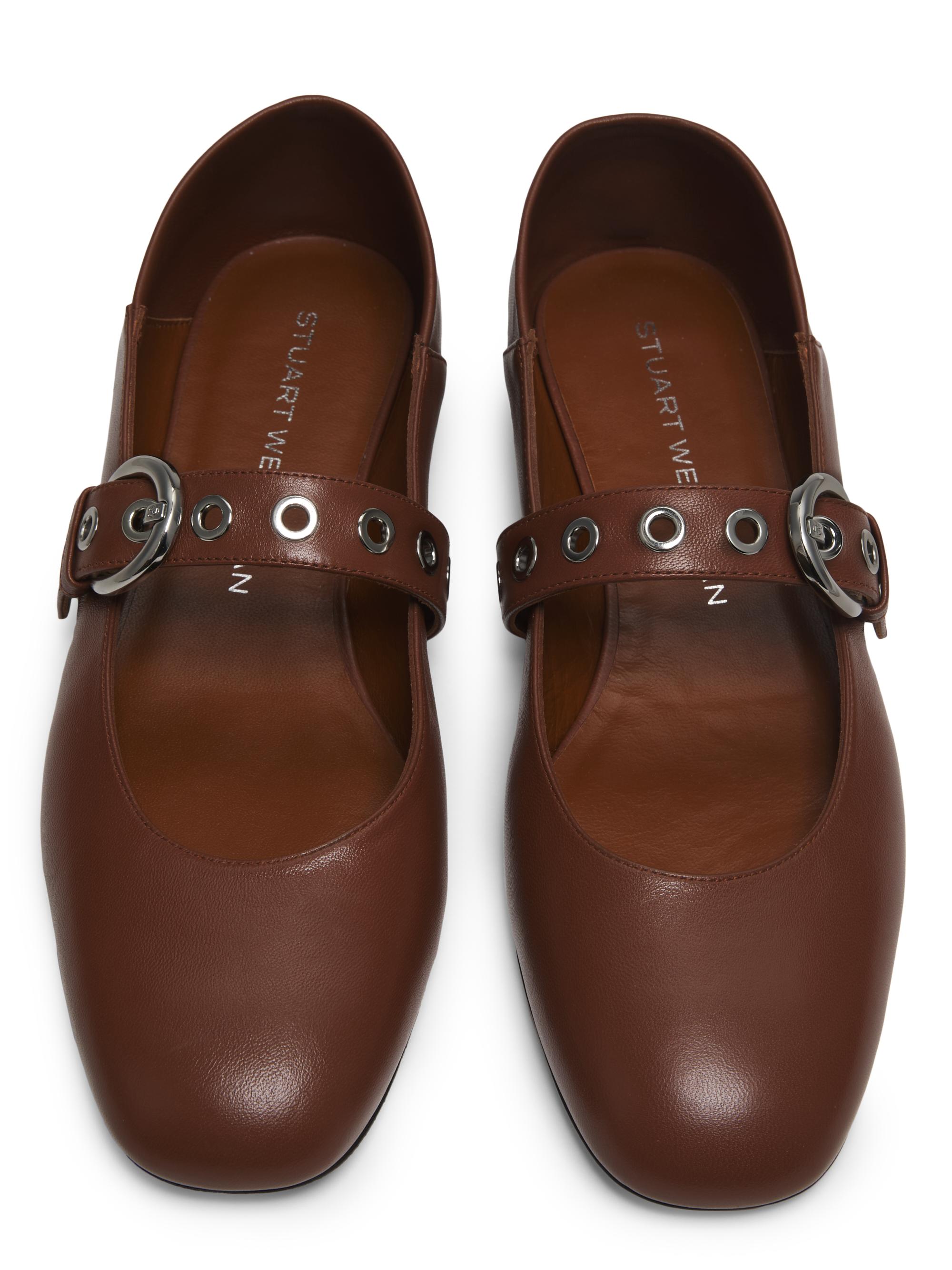 Stuart Weitzman Supermoto Leather Mary Jane Flats | Saks Fifth Avenue