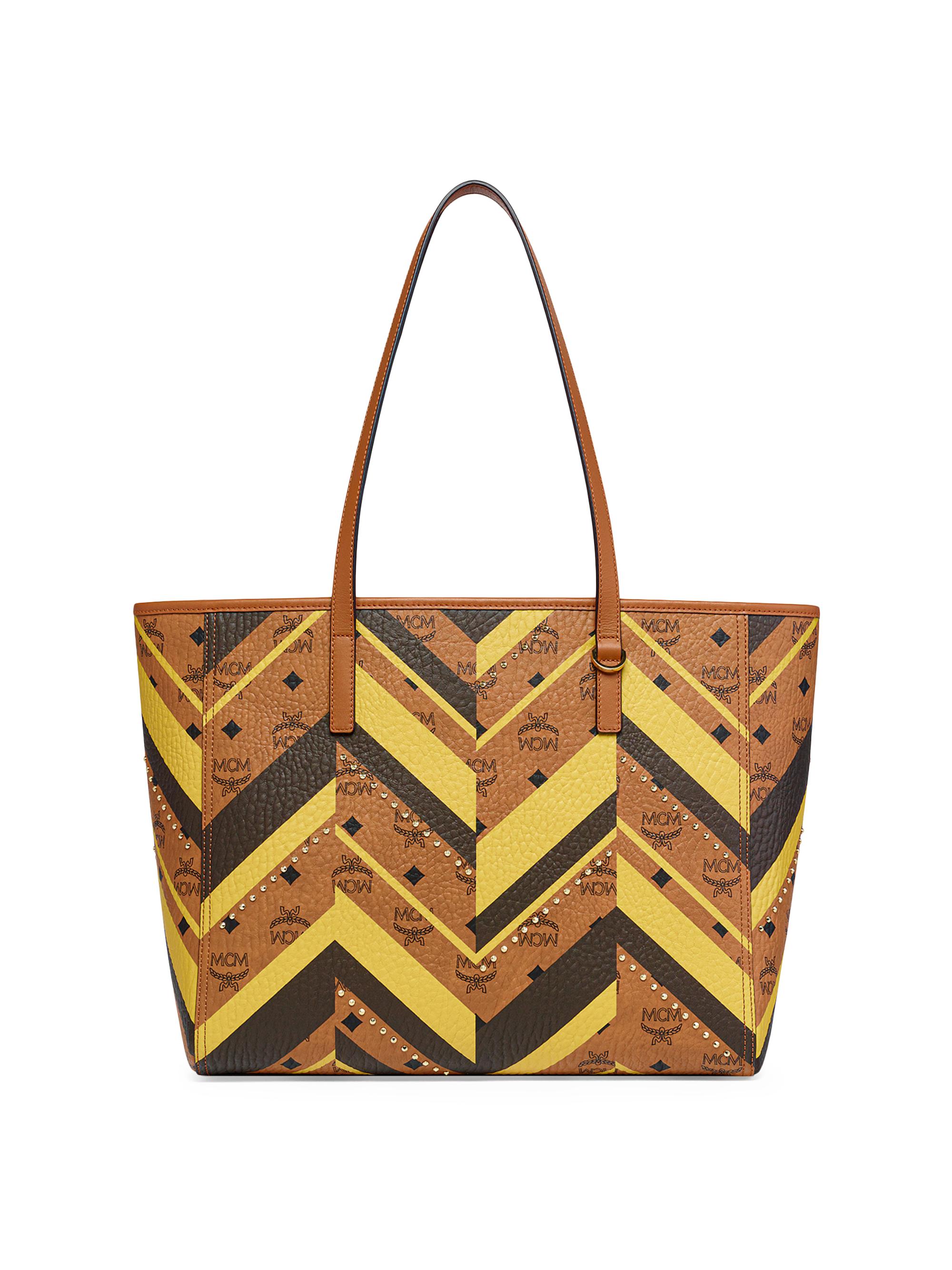 MCM Women's  Toni Mega Herringbone Leather Shopper Bag - Cognac