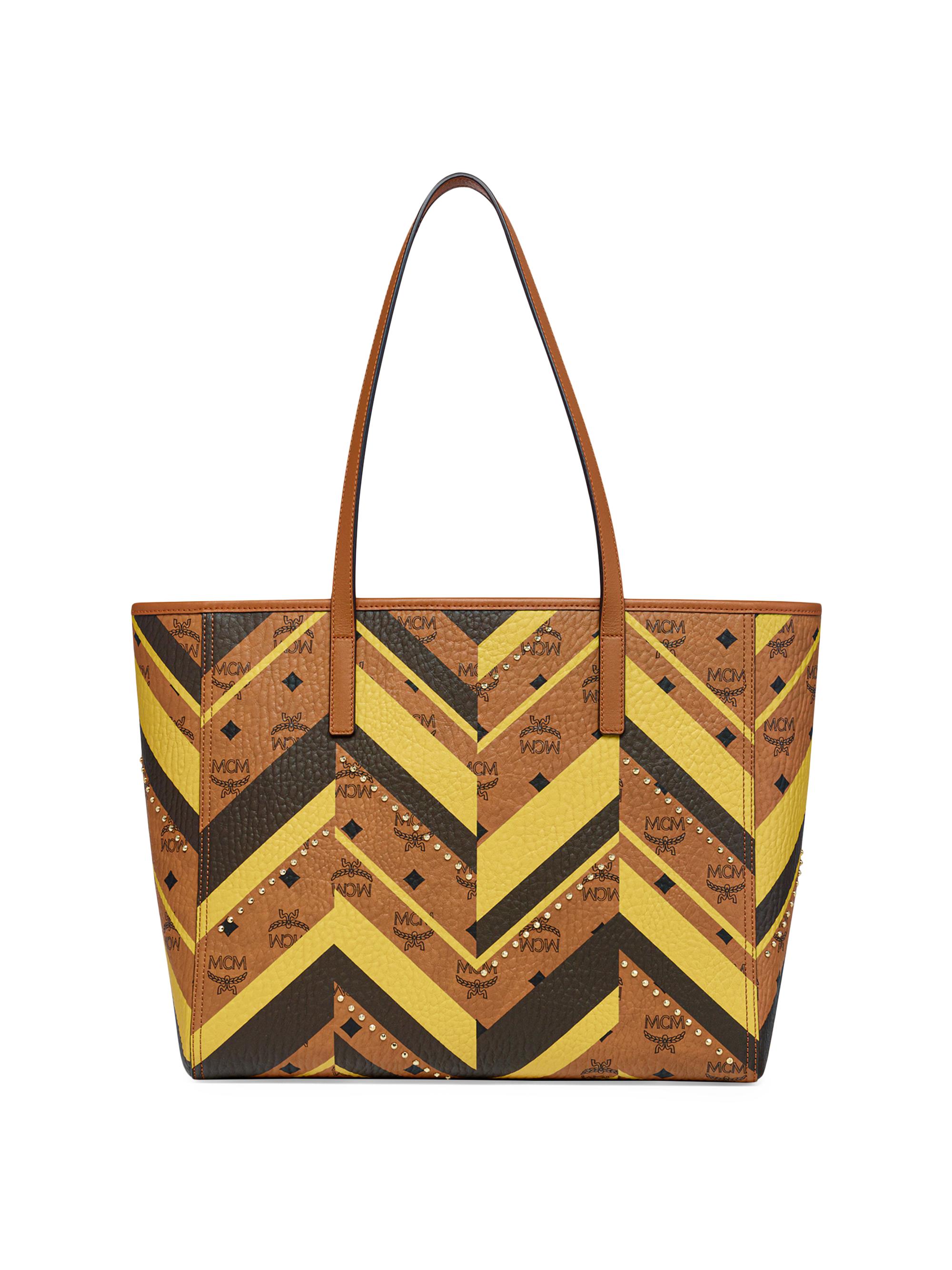 MCM Medium Toni Mega Herringbone Leather Shopper Bag | Saks Fifth