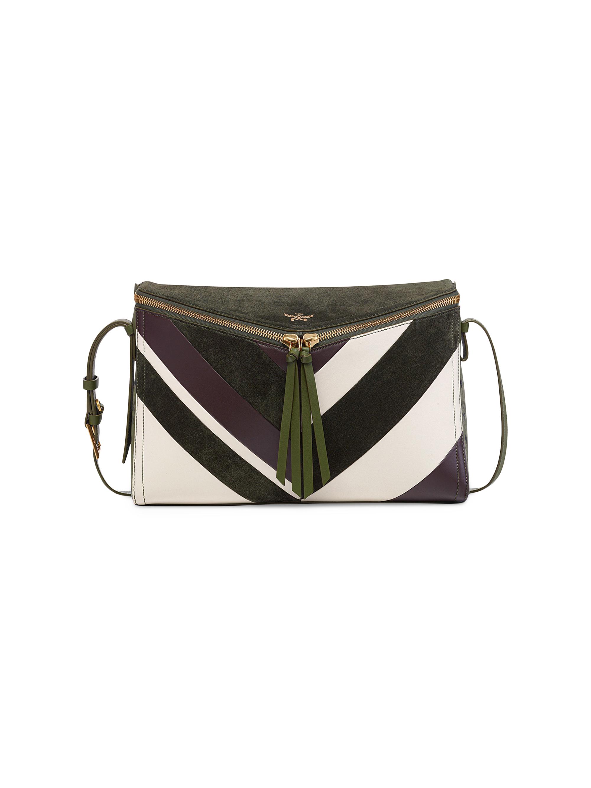 MCM Women's  Diamond Leather Shoulder Bag - Khaki Moss Suede