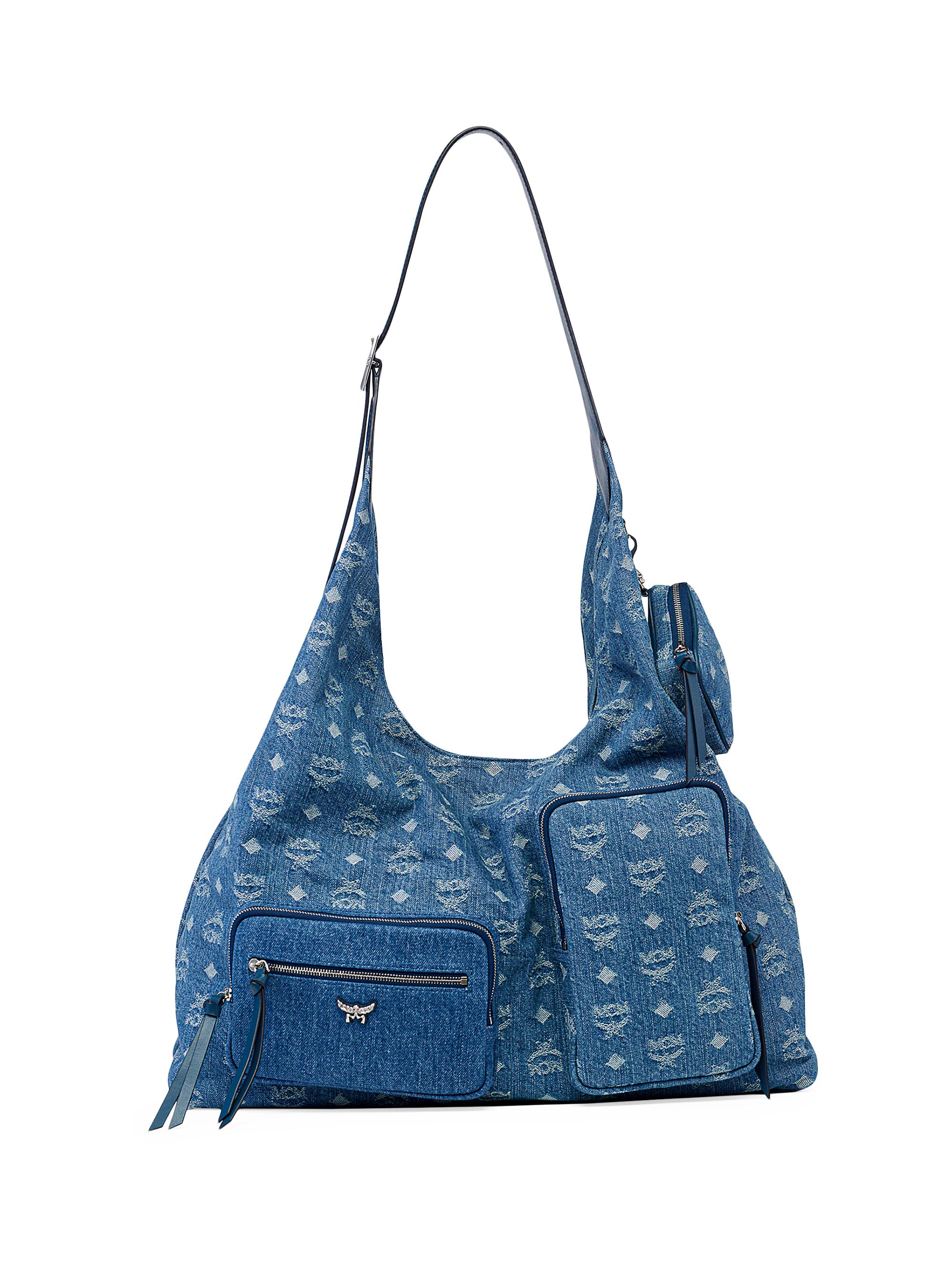 MCM Women's Aren Denim Shopper Shoulder Bag - Denim Blue