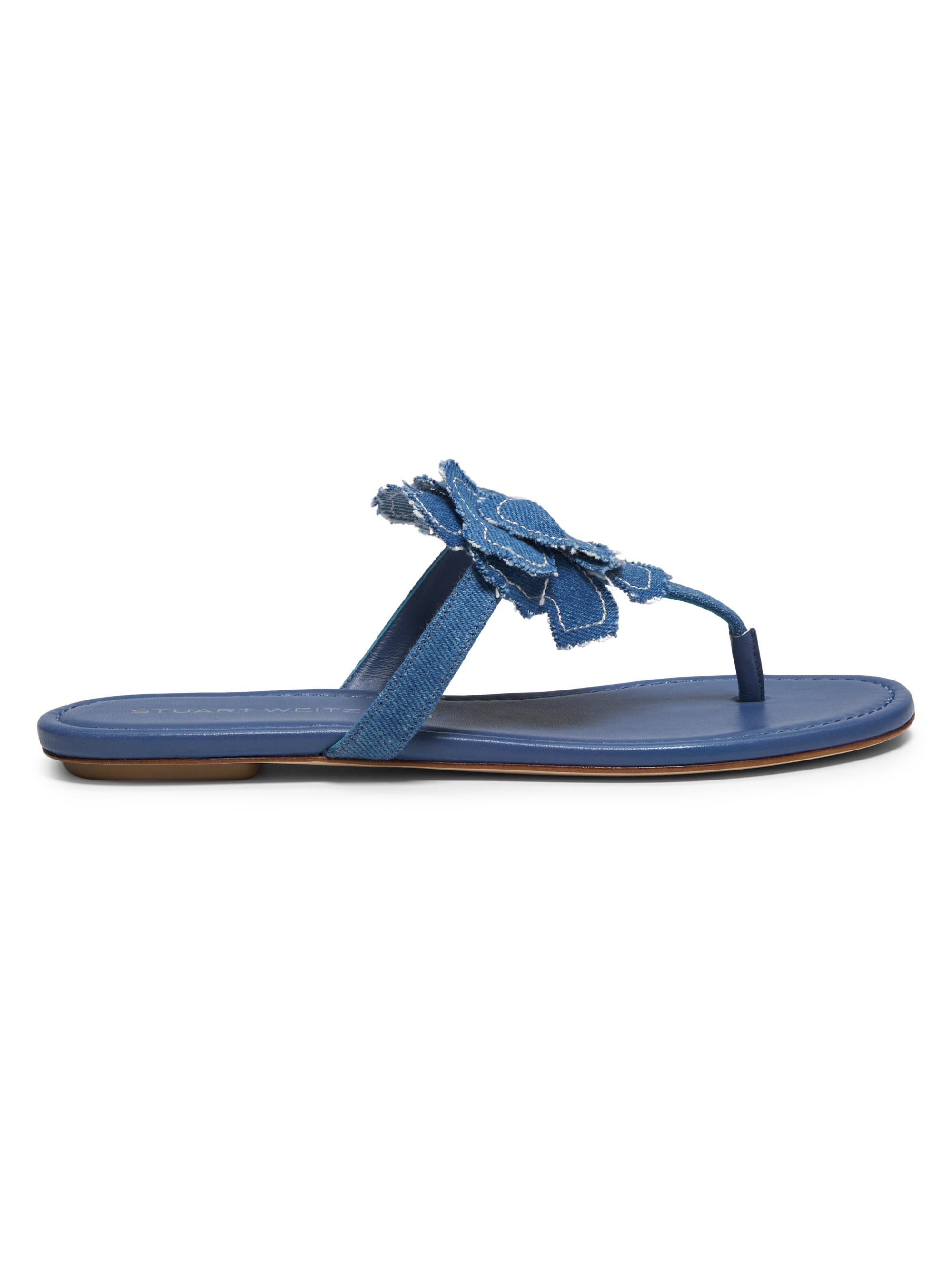 Stuart Weitzman Women's Rio Denim T-Strap Sandals - Washed