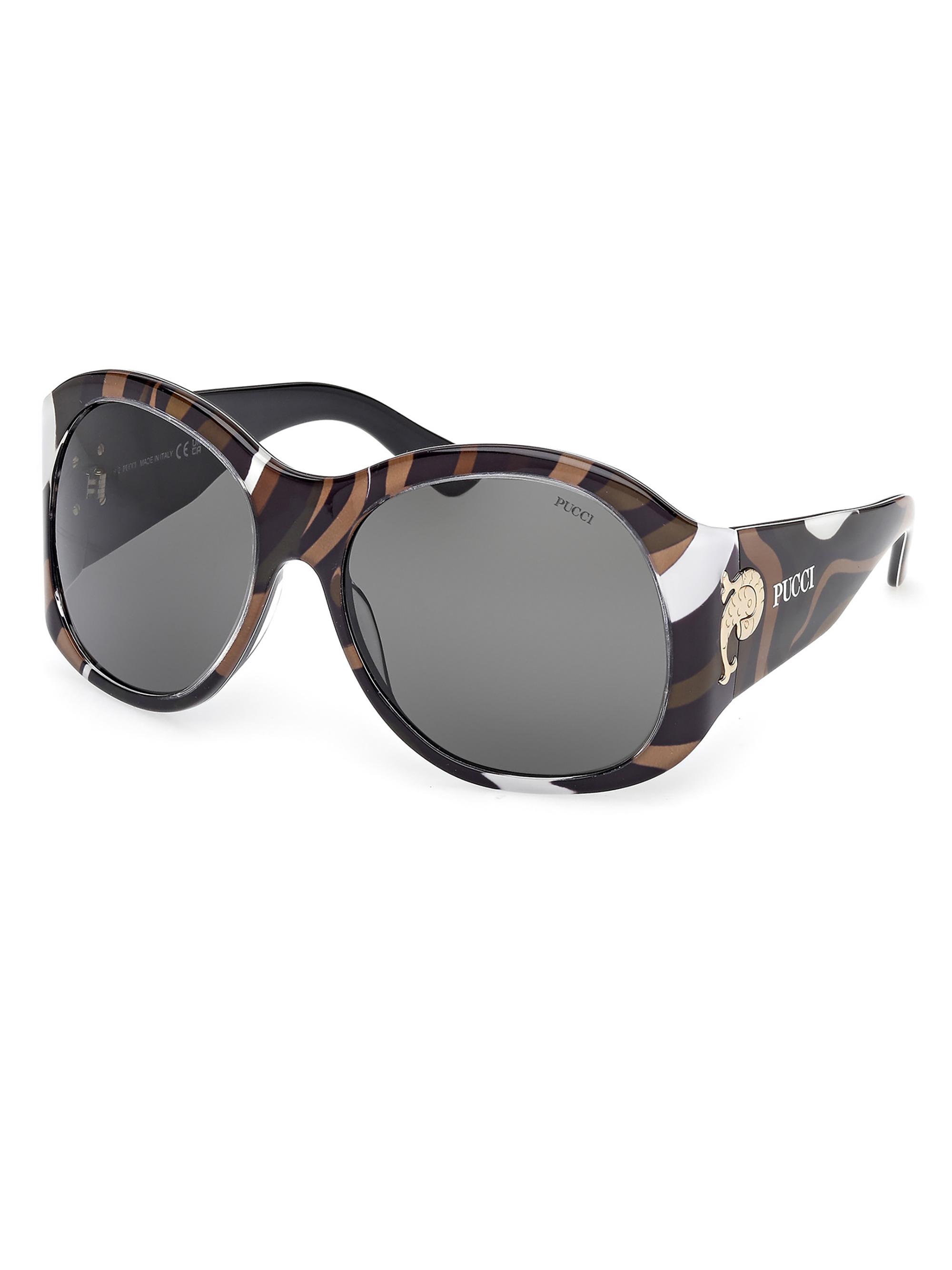 Pucci Women's 59MM Geometric Sunglasses - Black Marmo Smoke