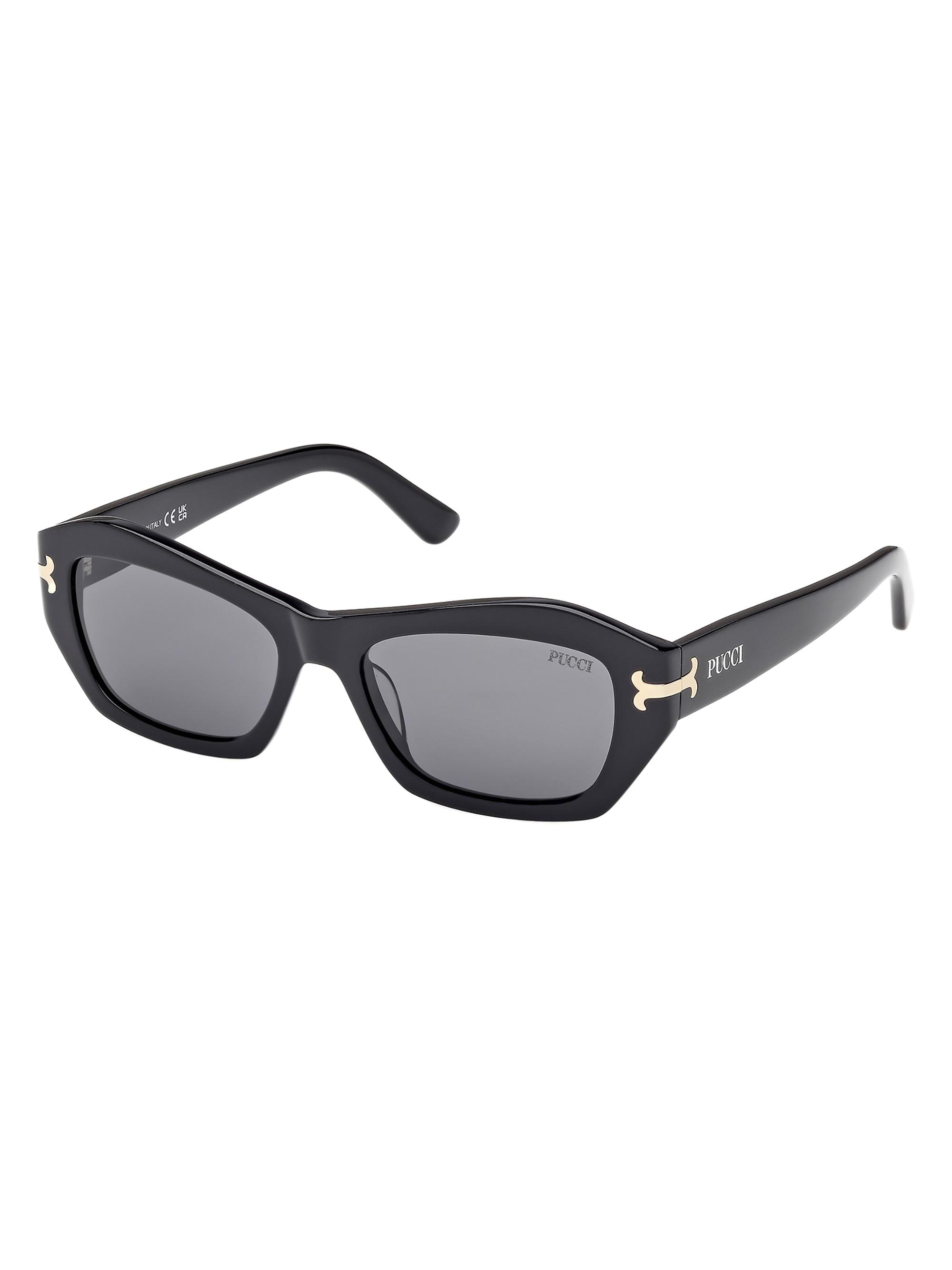 Pucci Women's 54MM Rectangular Sunglasses - Shiny Black Smoke