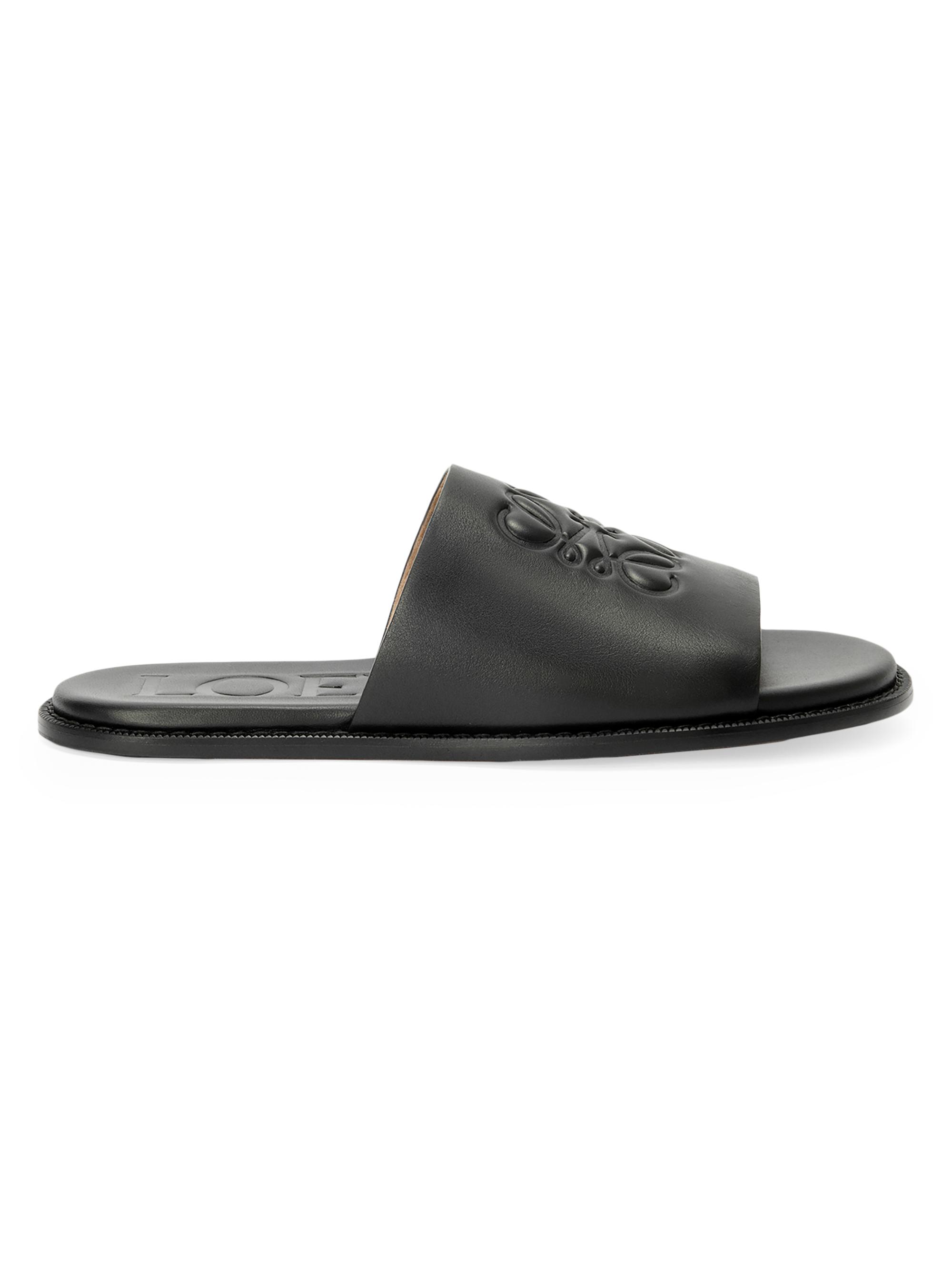 LOEWE Men's  x Paula's Ibiza Flex Anagram Leather Slide Sandals - Black