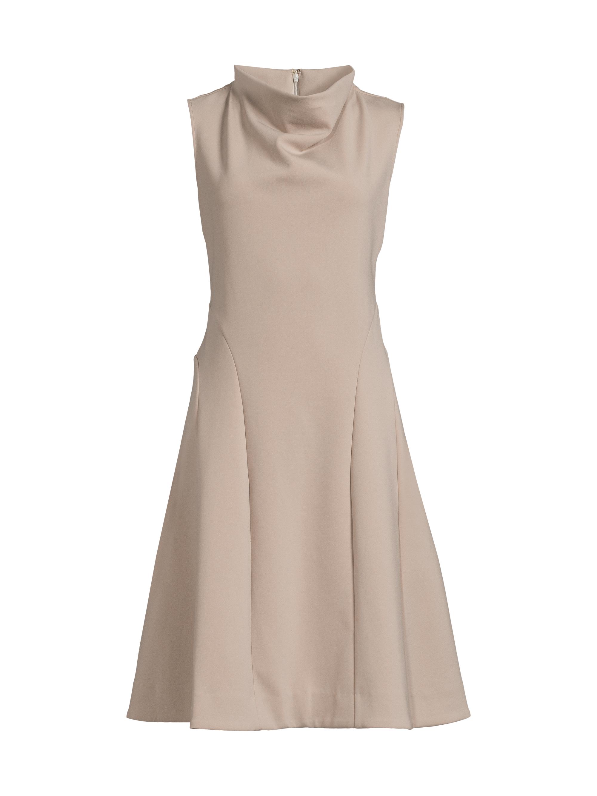 Natori Women's Techno Crepe Funnel Neck Dress - Taupe