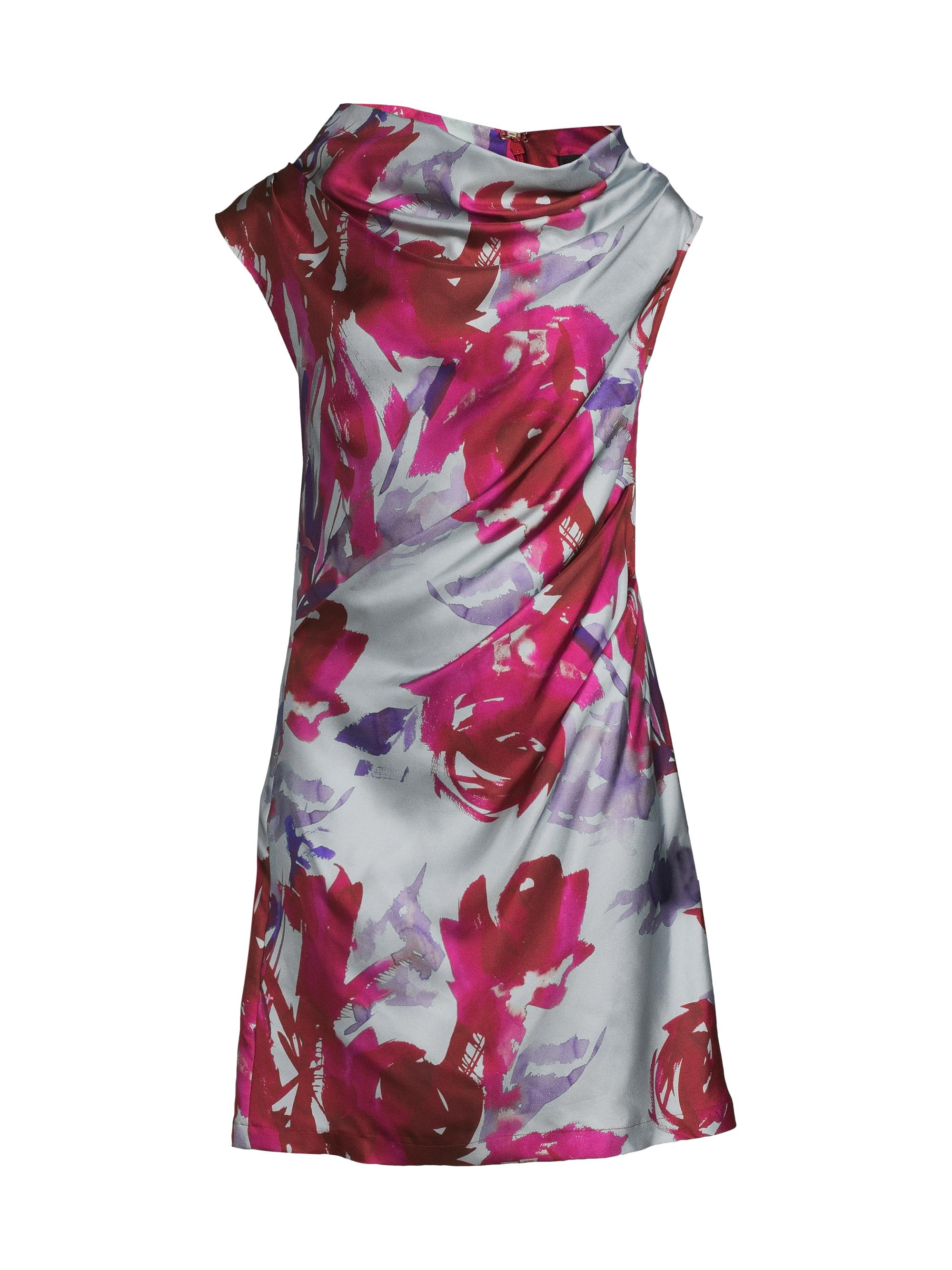 Natori Women's Mira Asymmetric Funnel Neck Minidress - Fuchsia