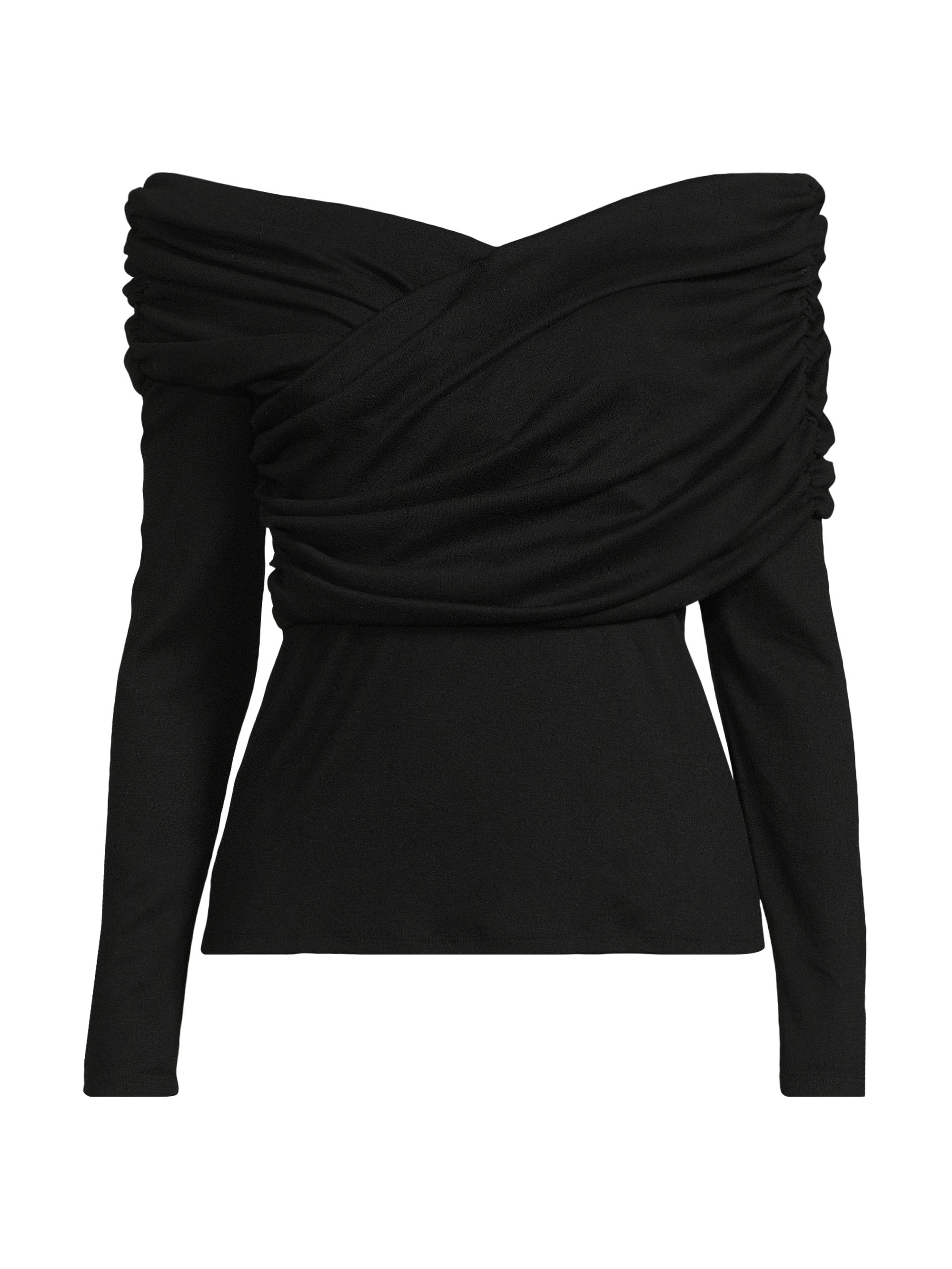 Natori Women's Jersey Ruched Long Sleeve Top - Black