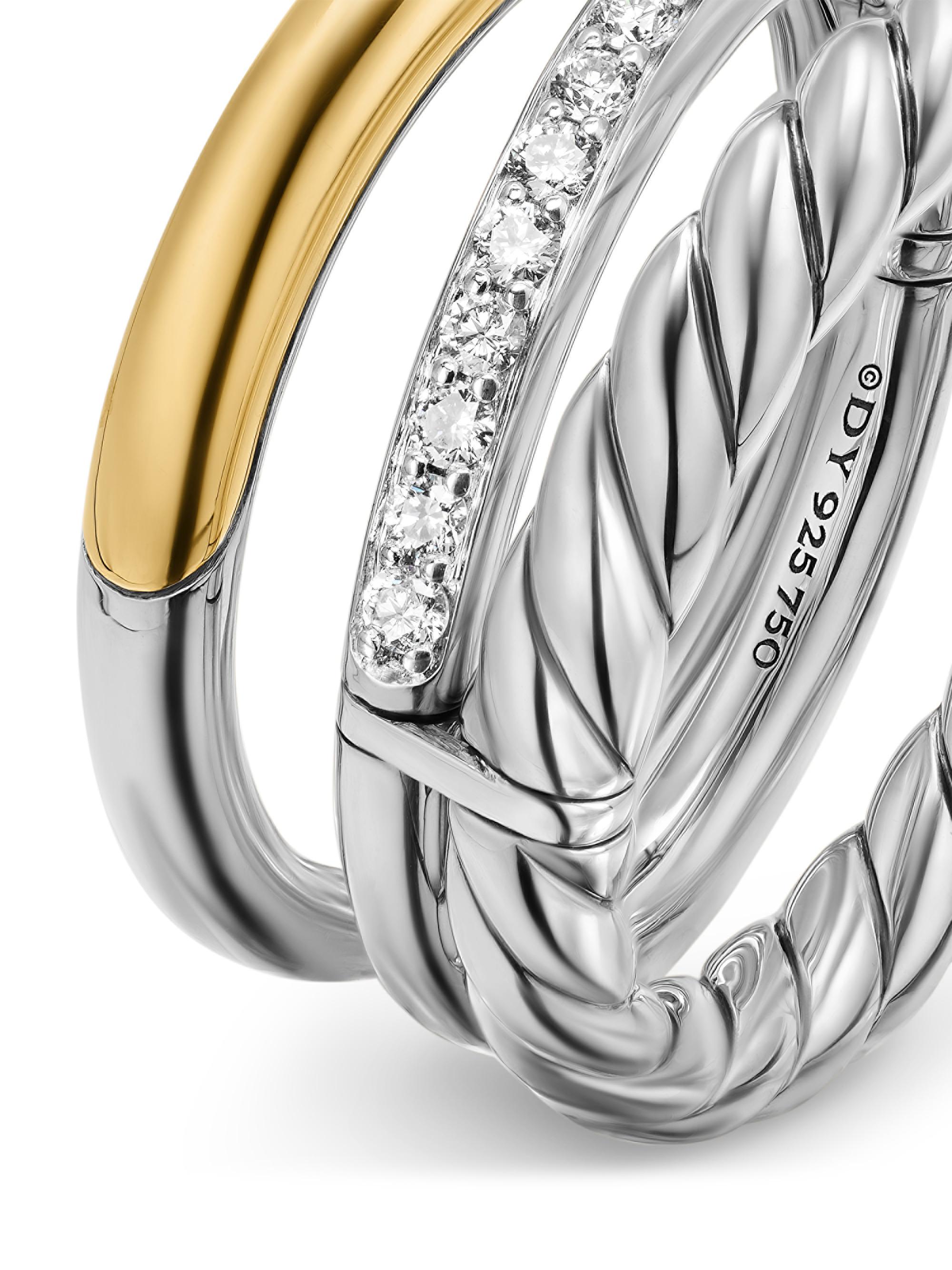 David Yurman DY Mercer Three Row Ring in Sterling Silver | Saks