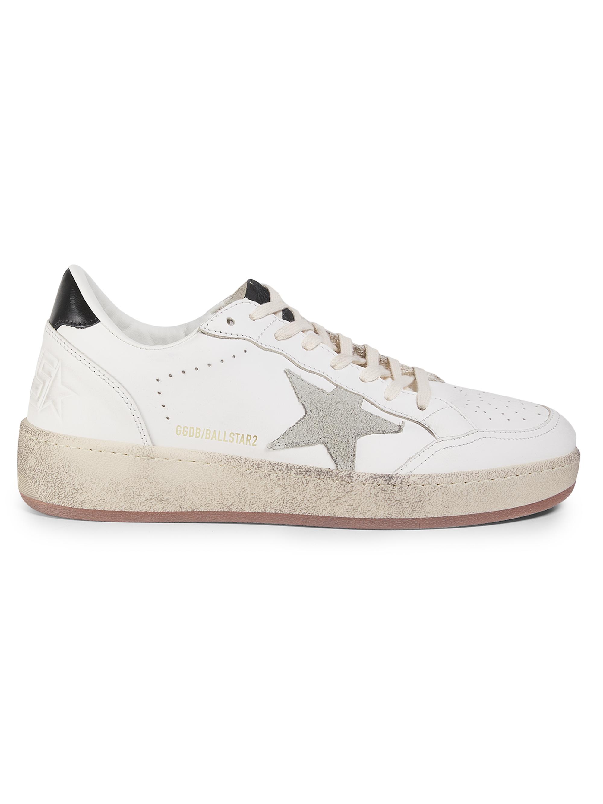 Golden Goose Men's Ballstar Leather Low-Top Sneakers - White Ice Black