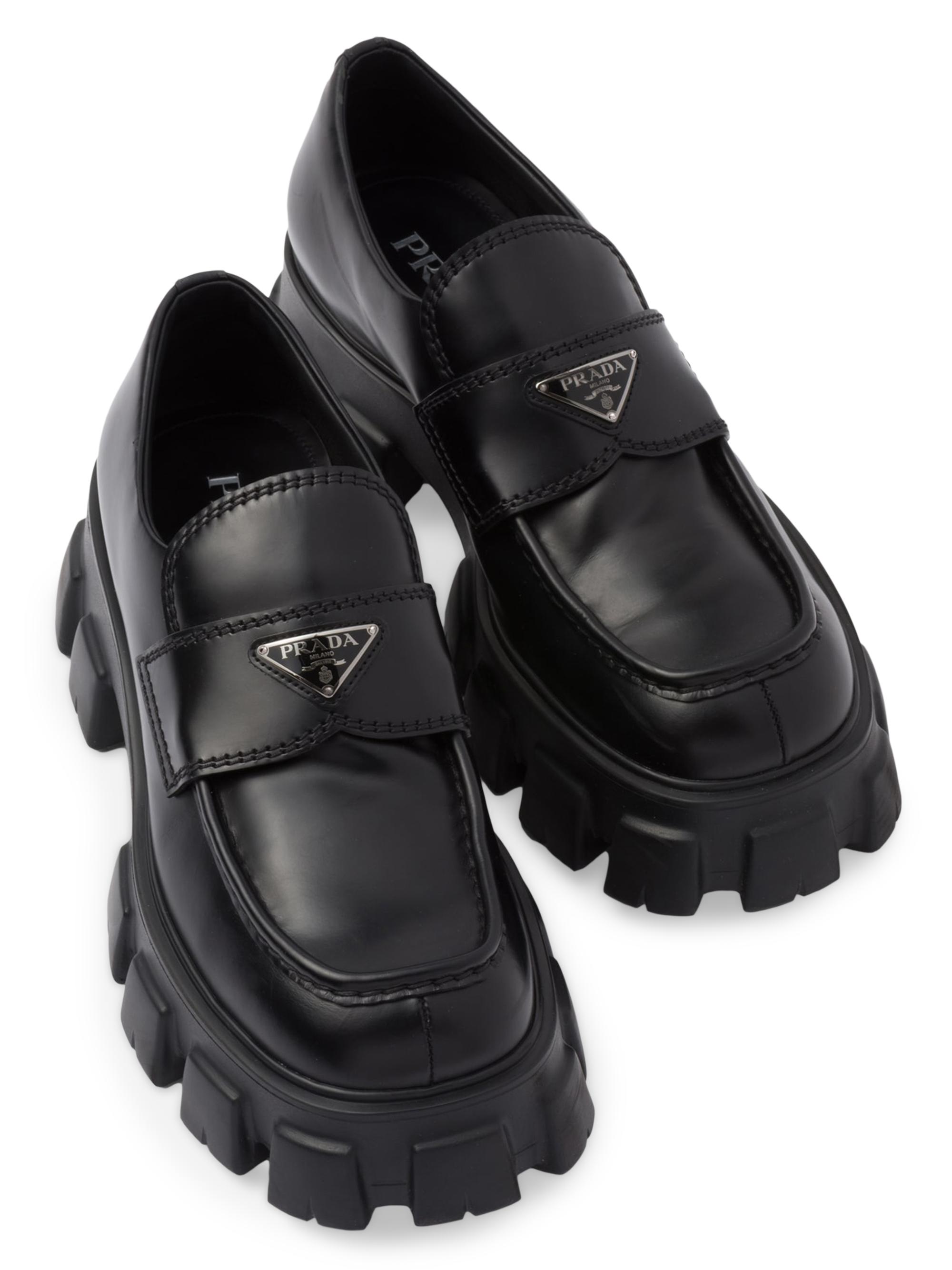 Prada Men's Monolith Brushed Leather Loafers | Saks Fifth Avenue