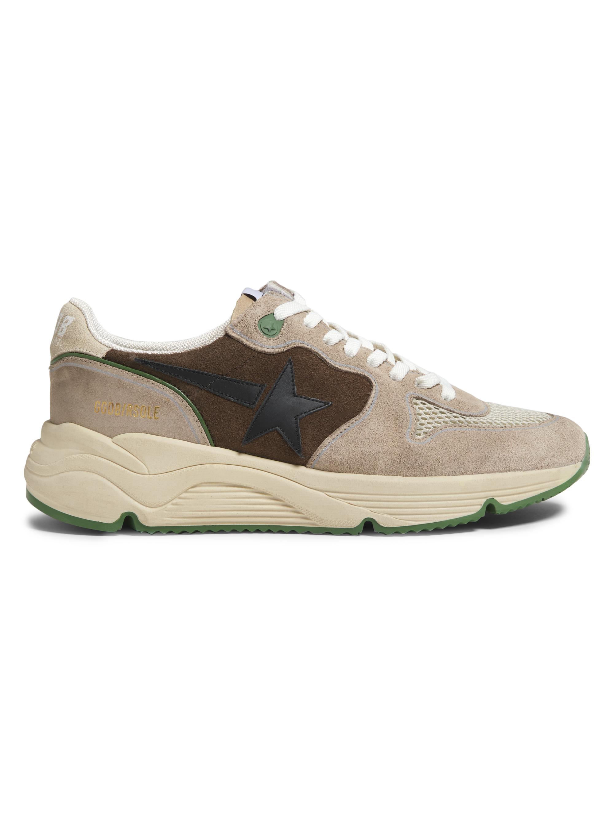 Golden Goose Men's Running Suede Low-Top Sneakers - Brown Beige Black Seedpearl