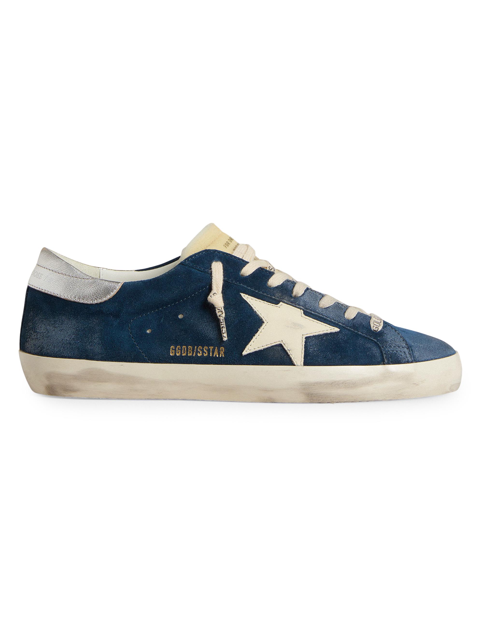 Golden Goose Men's Super-Star 40MM Low-Top Sneakers - Aviator Blue Cream Silver