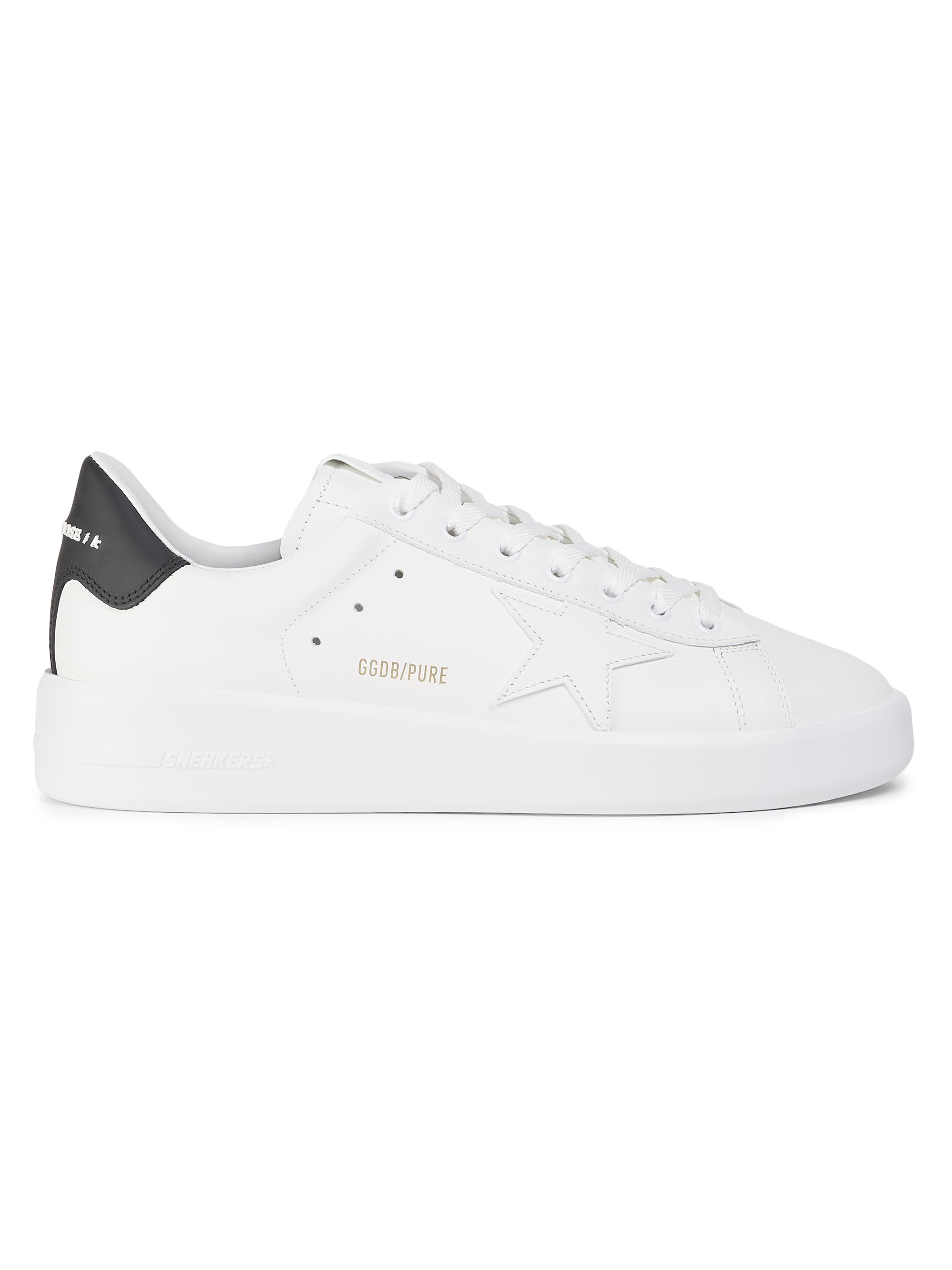 Golden Goose Men's Pure Star Leather Low-Top Sneakers - White Black