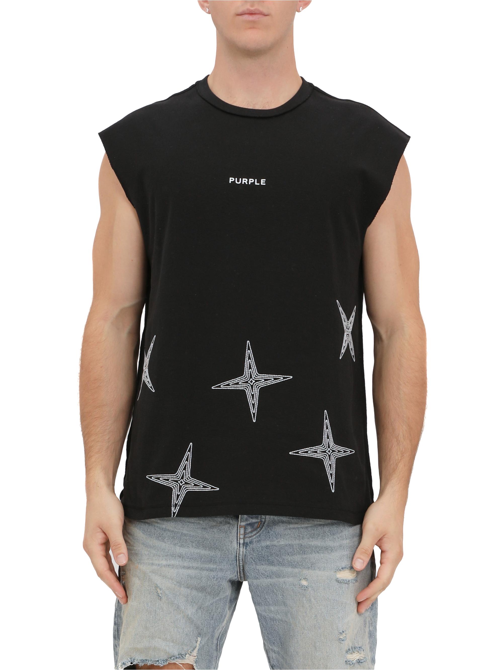 Purple Brand Men's Topstitched Cotton Muscle Tank - Black