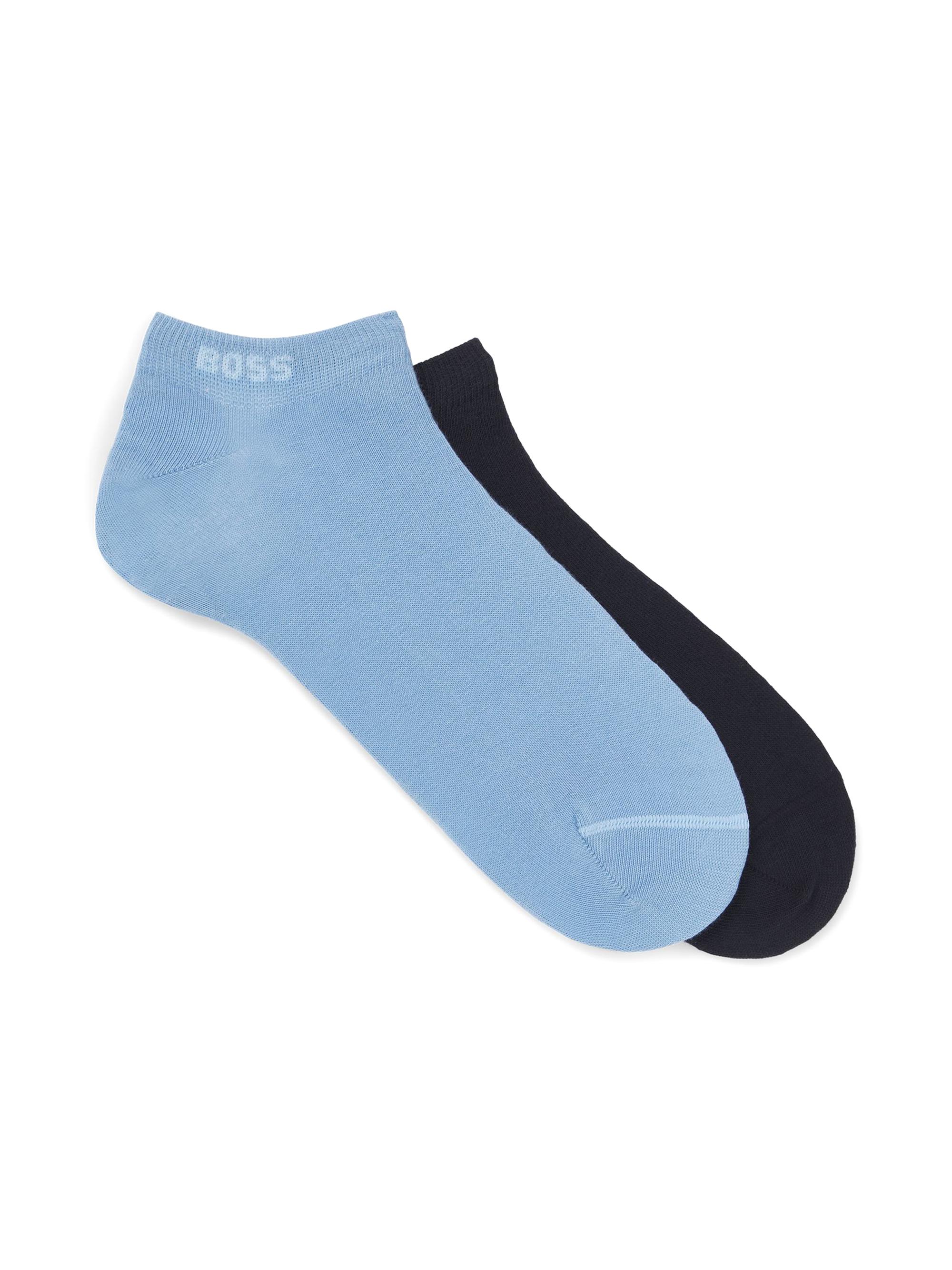 BOSS Men's Two-Pack of Ankle Socks - Light Blue