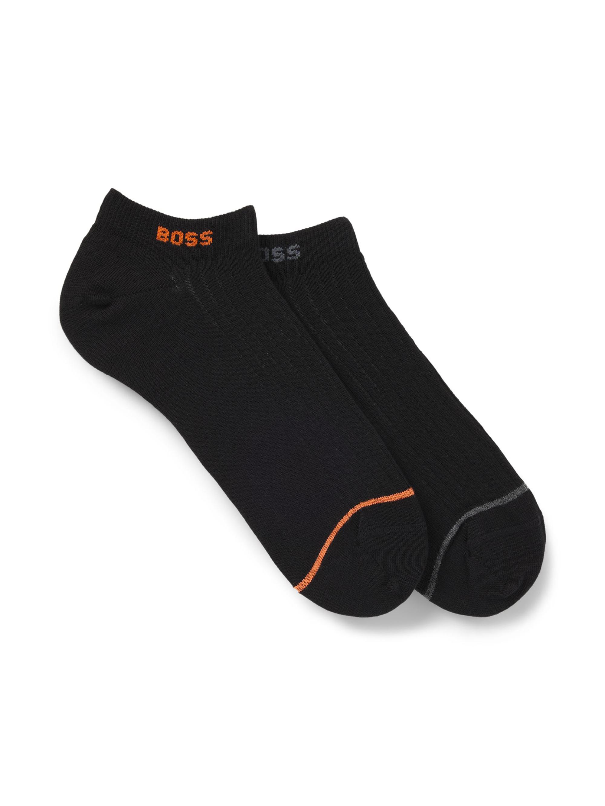 BOSS Men's Two-Pack of Ankle Socks in a Cotton Blend - Black