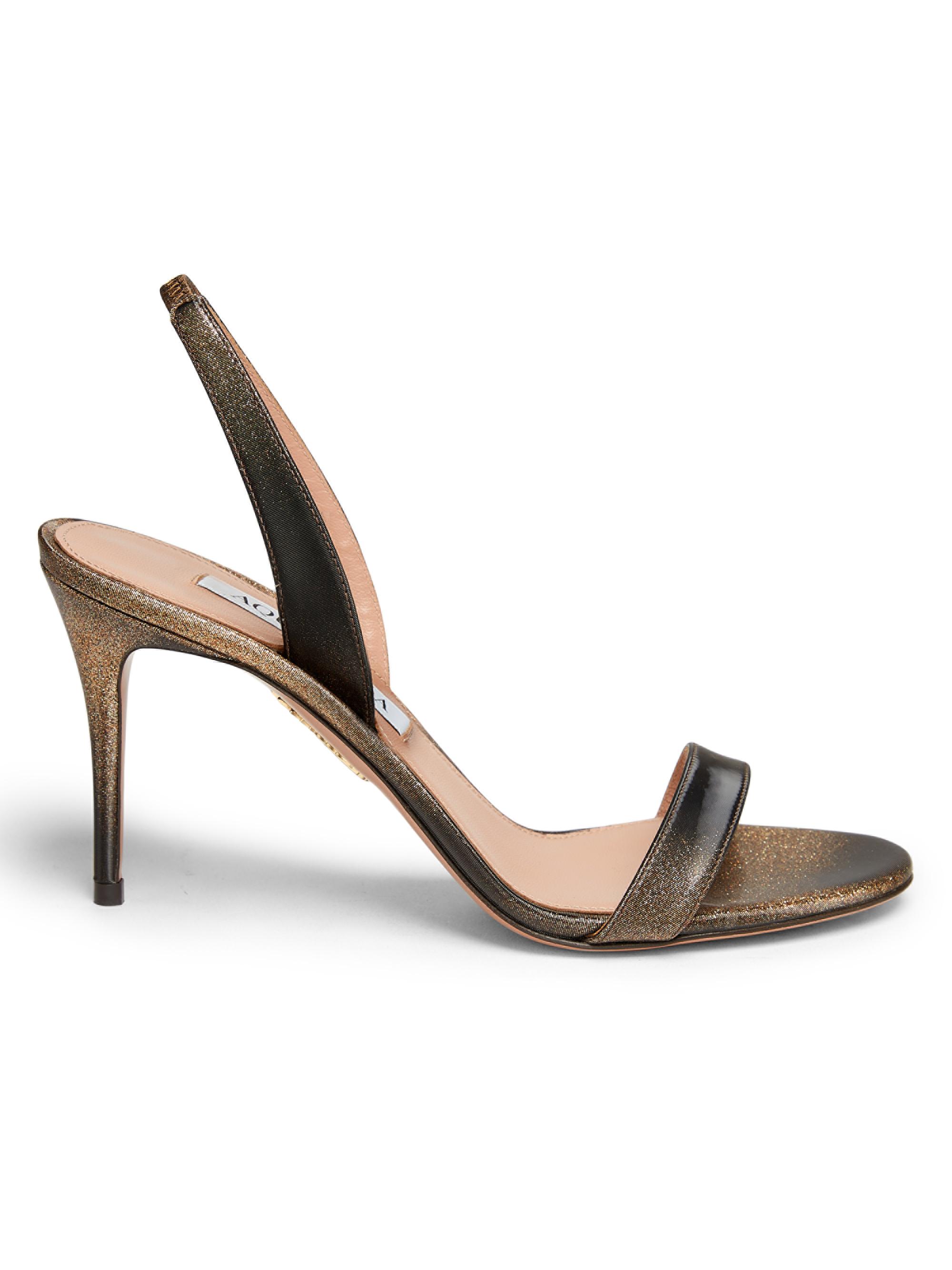 Aquazzura So Nude 85MM Metallic Leather Slingback Sandals