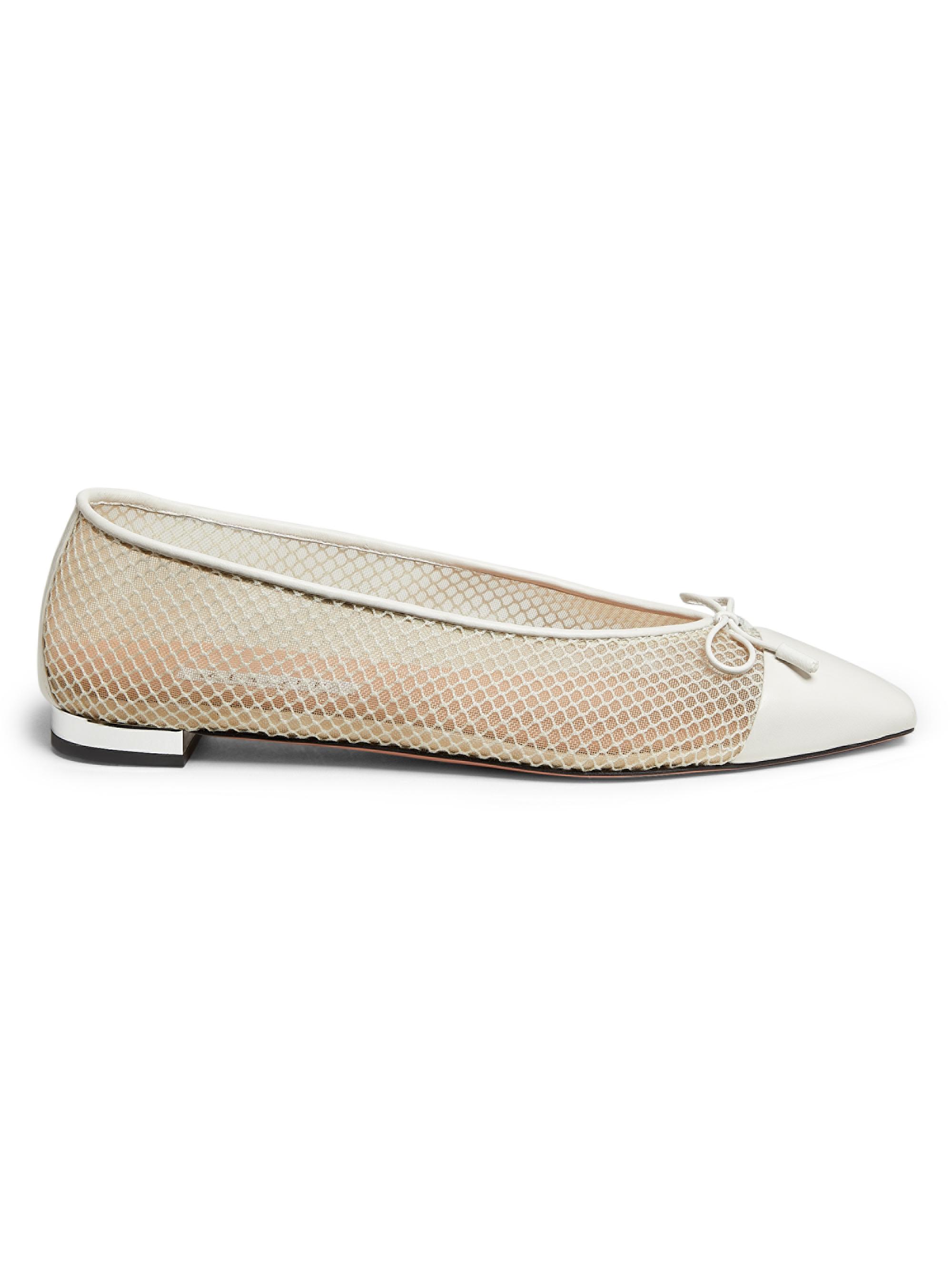 Aquazzura Women's Gioia Mesh Ballet Flats - White