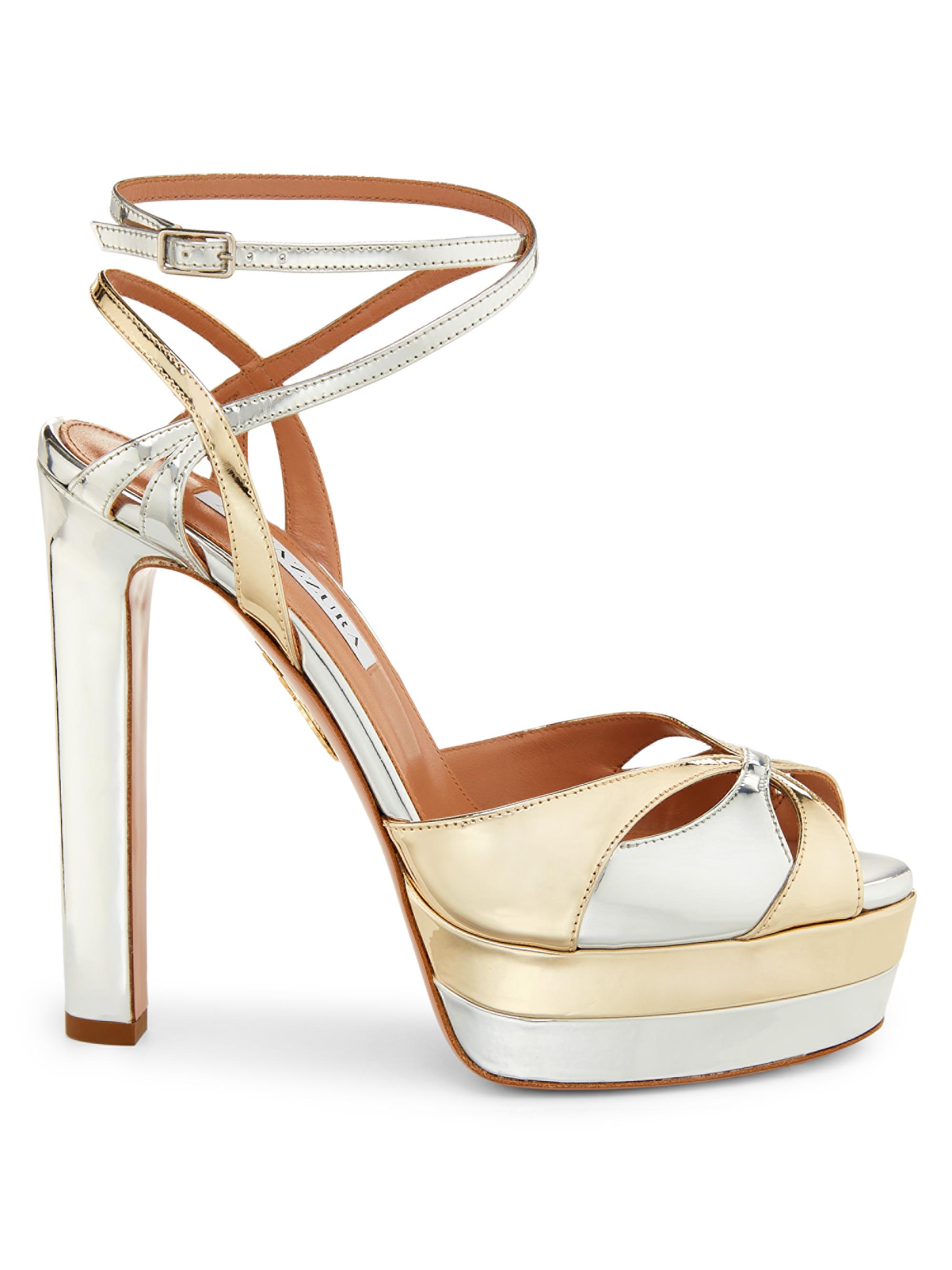Aquazzura Women's Moves 130MM Platform Pumps - Silver Soft Gold