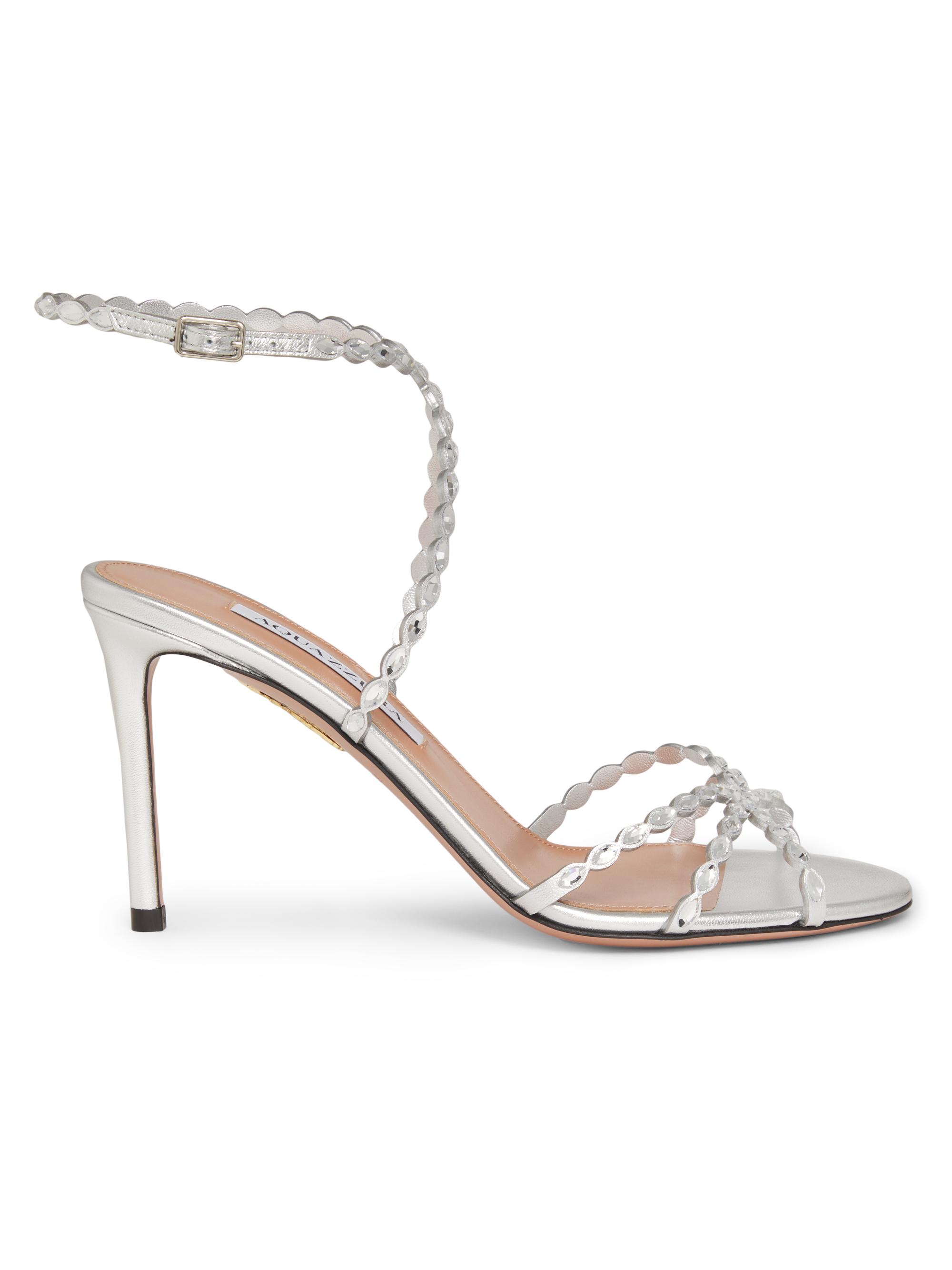 Aquazzura Love Struck 85MM Embellished Leather Sandals | Saks