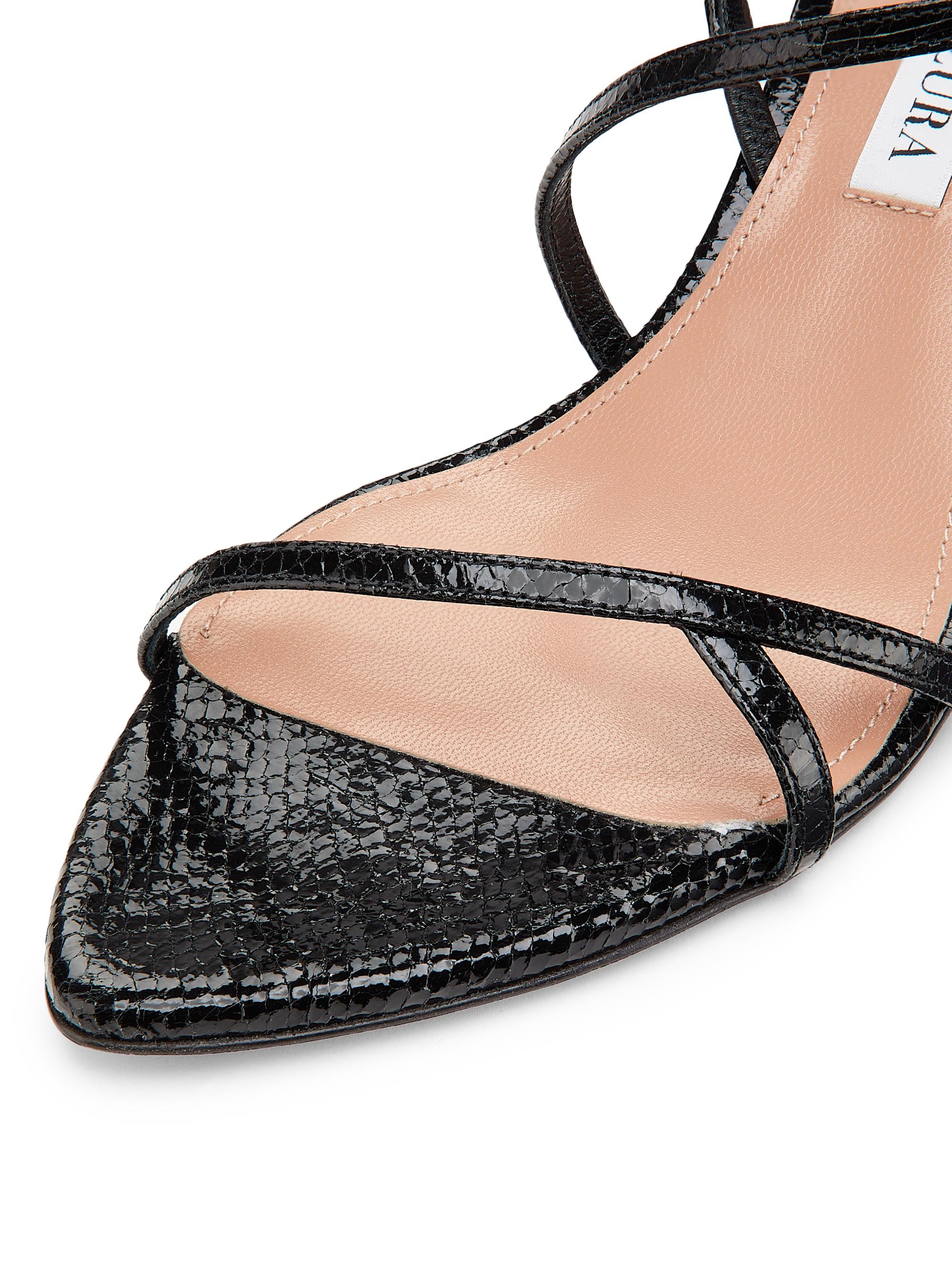 Aquazzura Tease 50MM Leather Kitten Heel Sandals | Saks Fifth Avenue