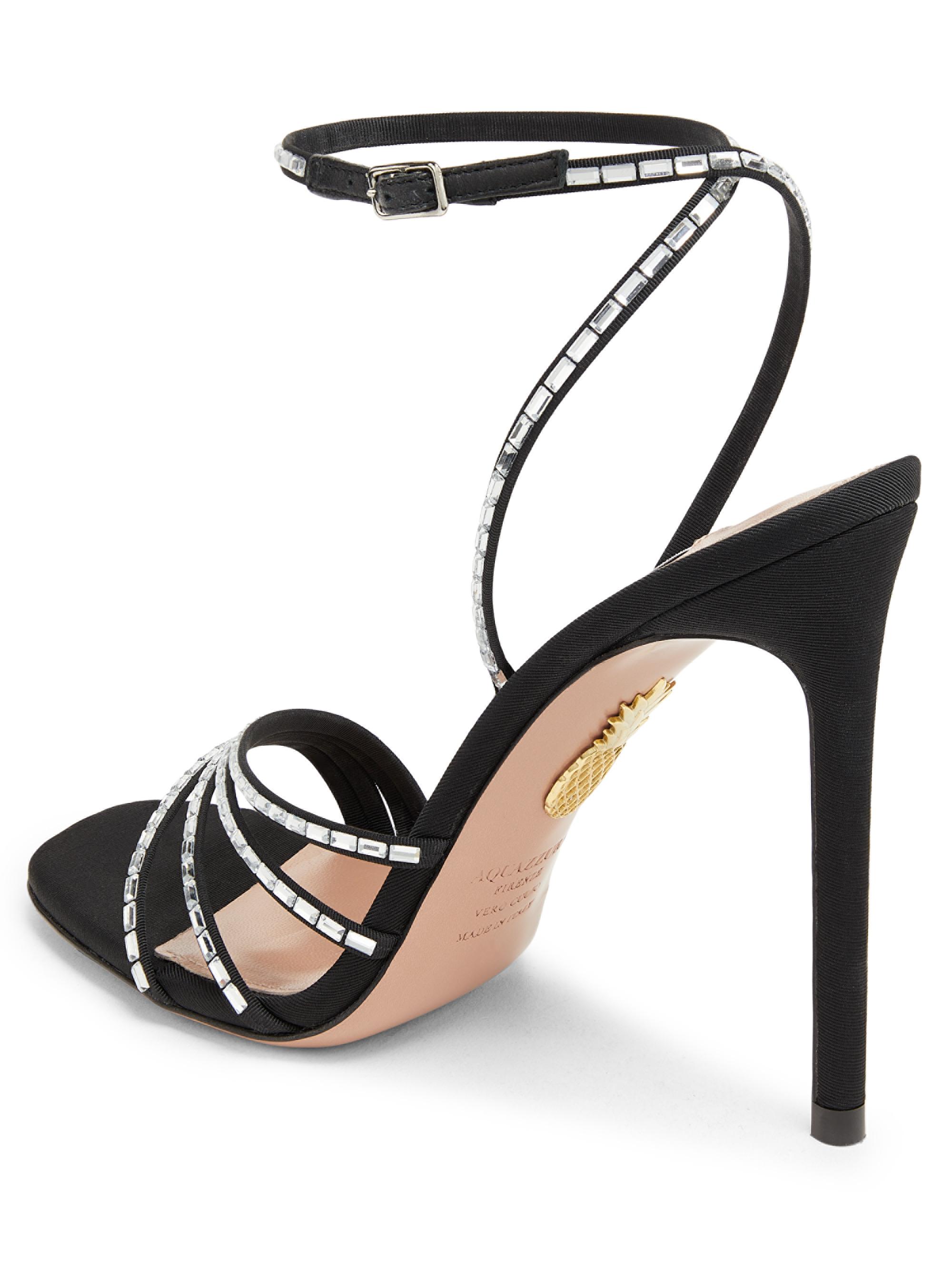 Aquazzura Mistica 105MM Crystal-Embellished Sandals | Saks Fifth
