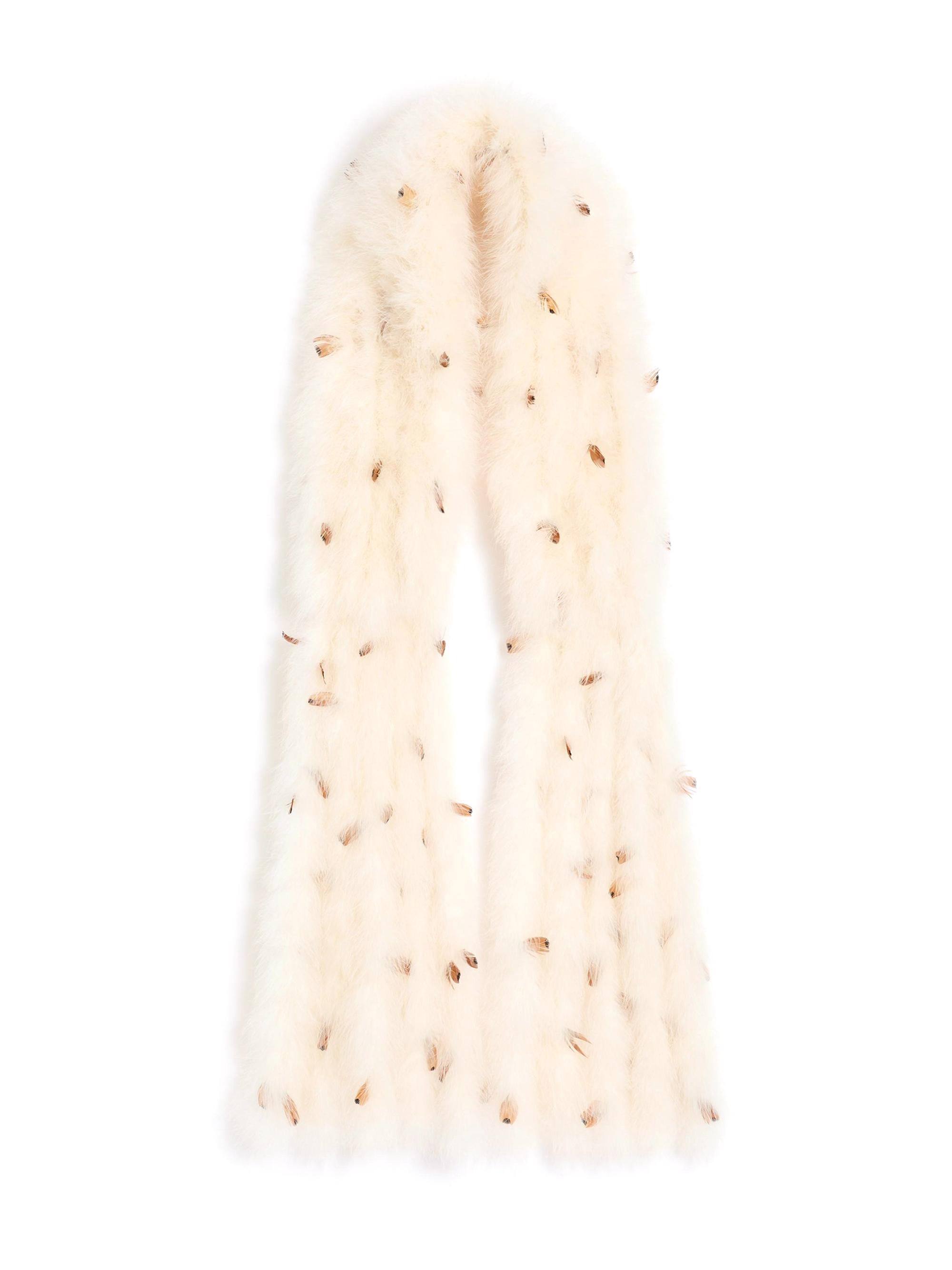 Valentino Garavani Women's Feathers Scarf - White Brown