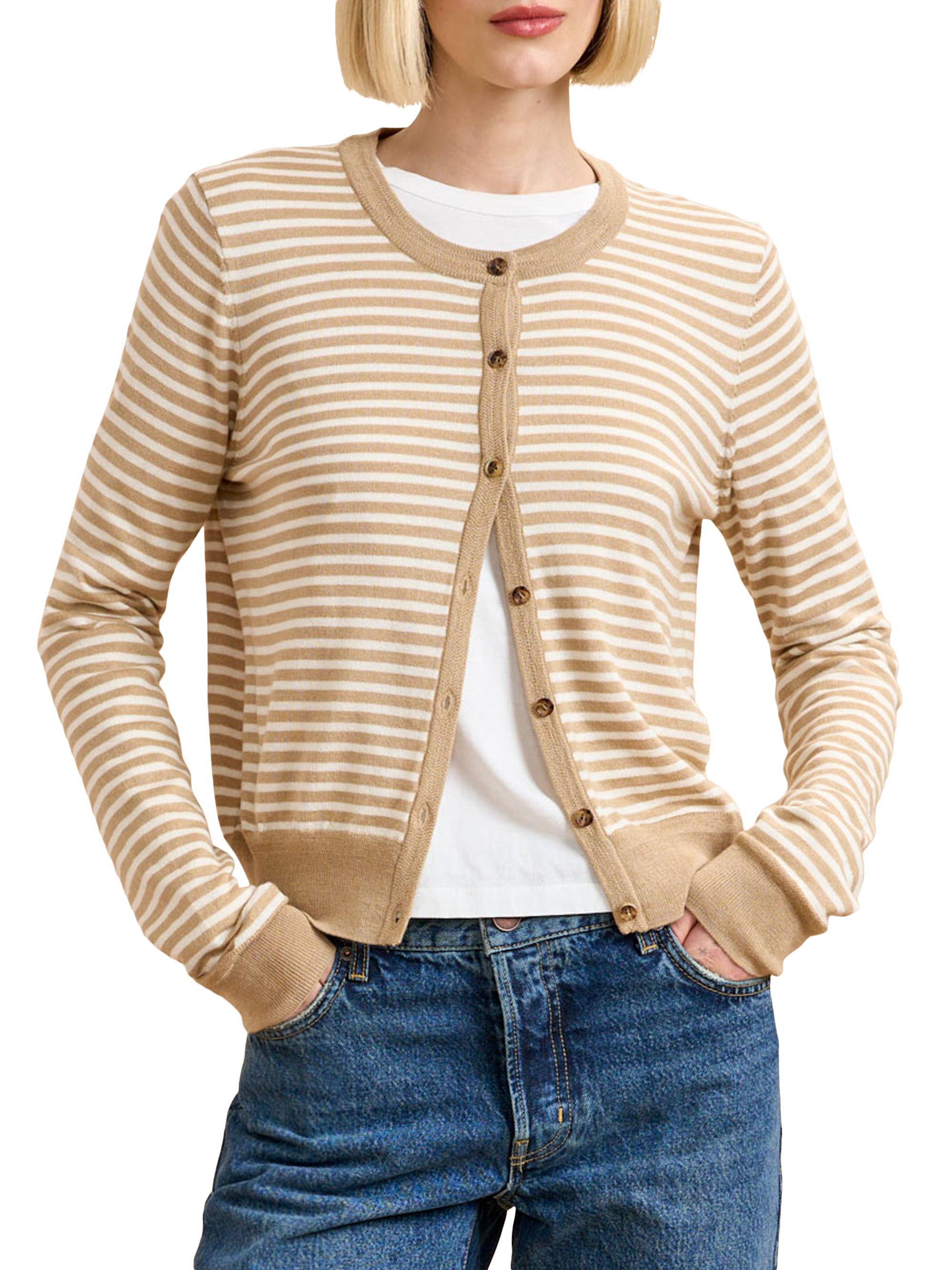 La Ligne Women's Striped Ben Cardigan - Camel Cream