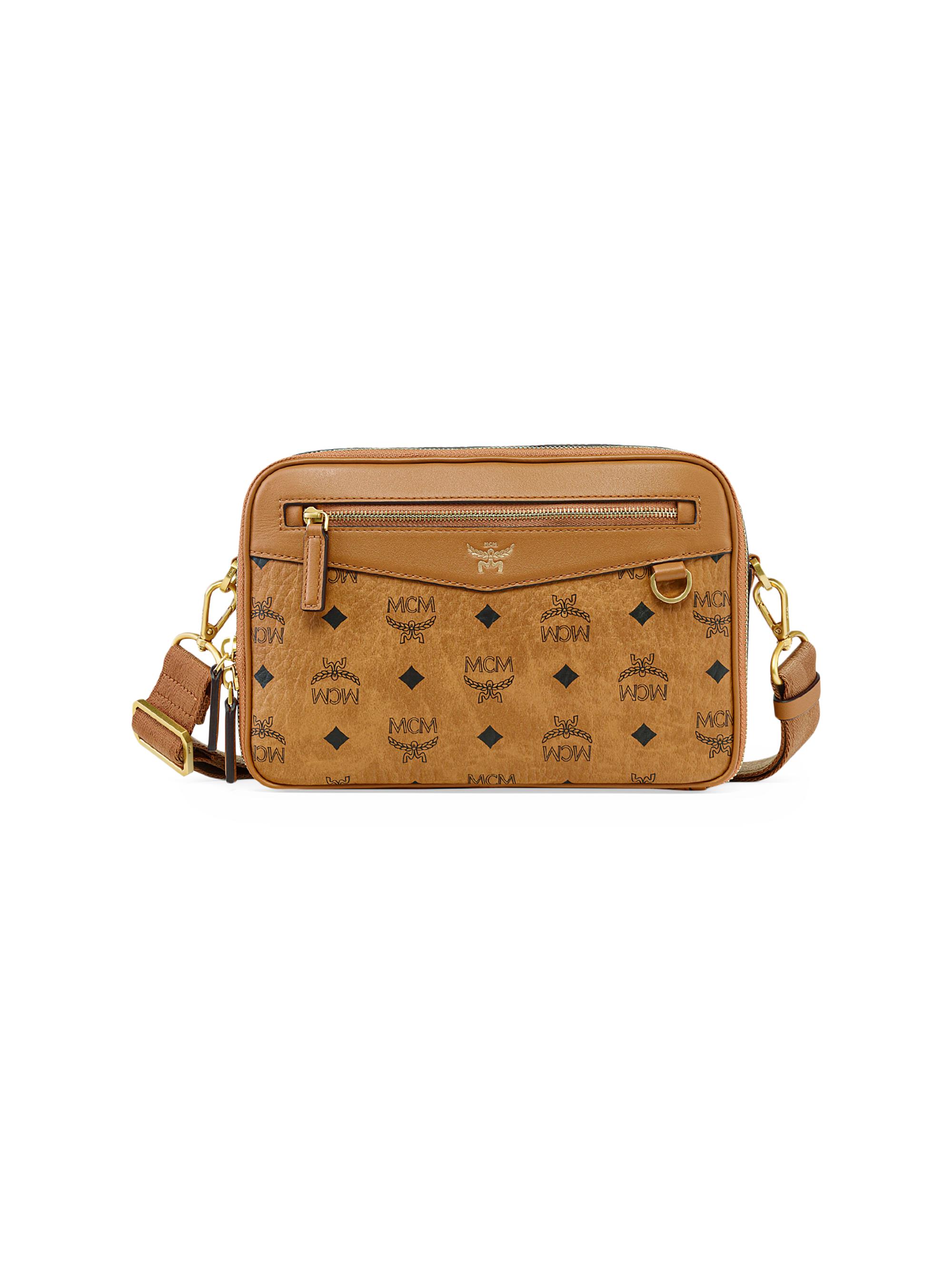 MCM Men's Diamond Crossbody Bag - Cognac