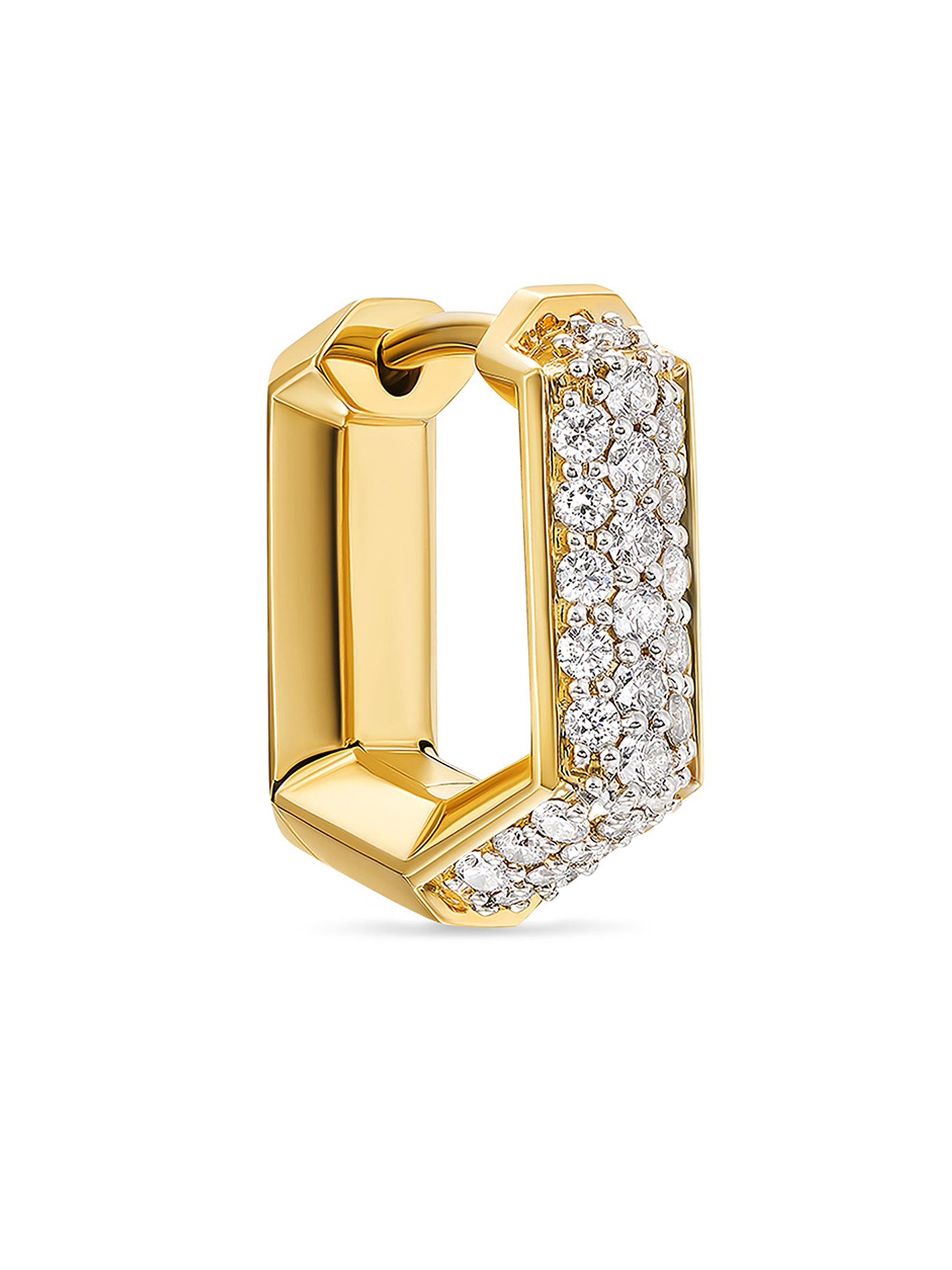 David Yurman Men's Streamline Hoop Earring in 18K Yellow Gold with Diamonds, 11.7MM - Diamond