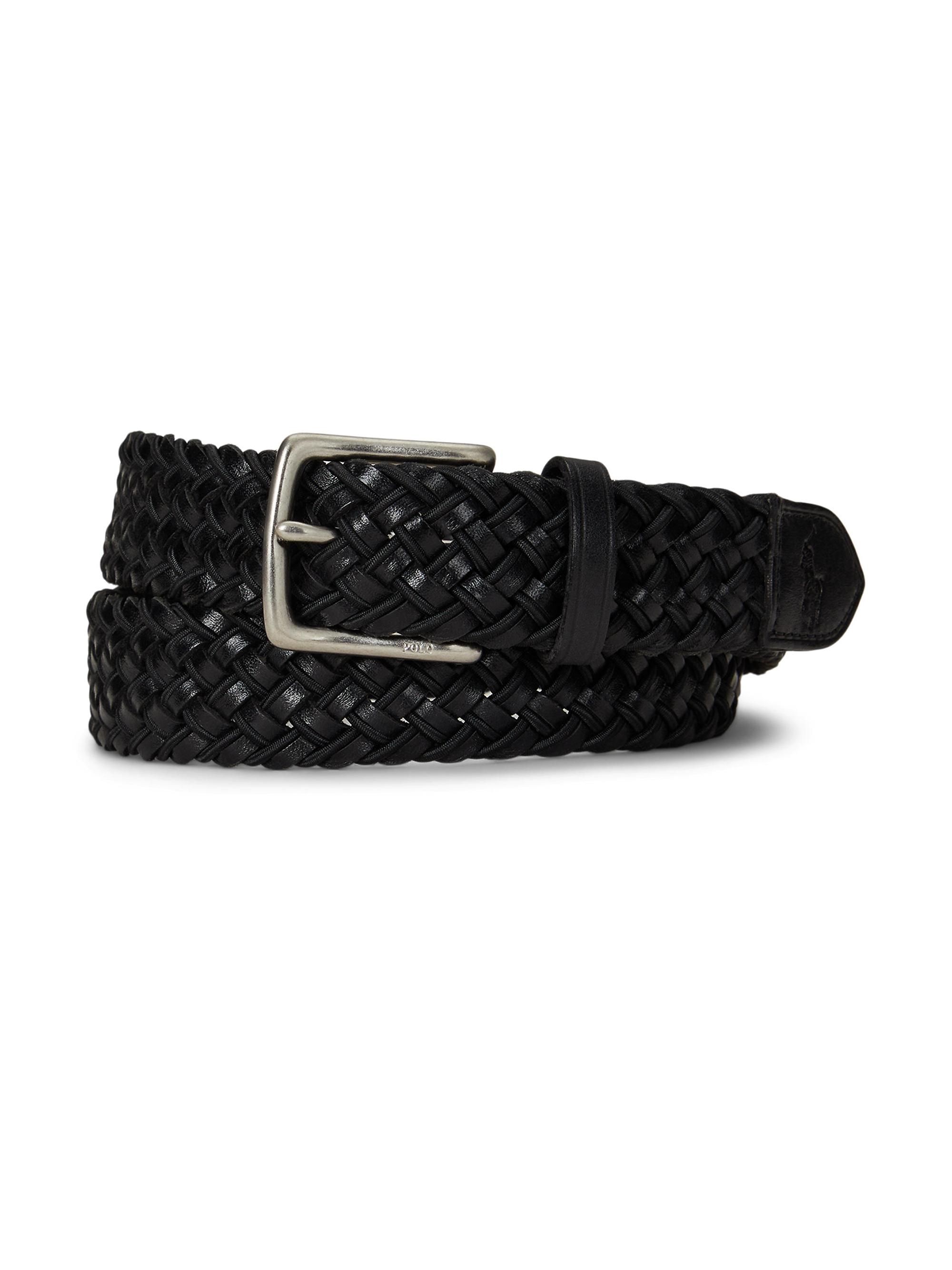 Polo Ralph Lauren Men's Braided Leather Belt - Black