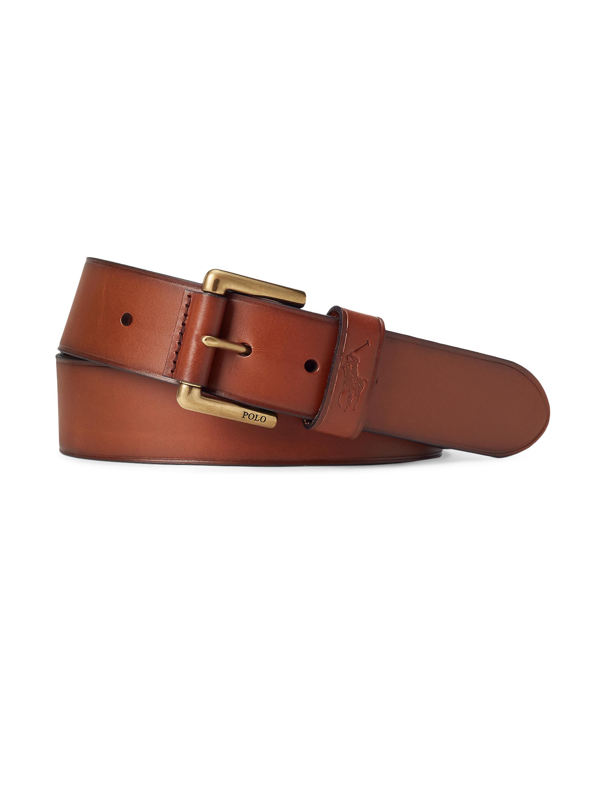 Polo Ralph Lauren Men's Pony Keeper Leather Belt - Tan