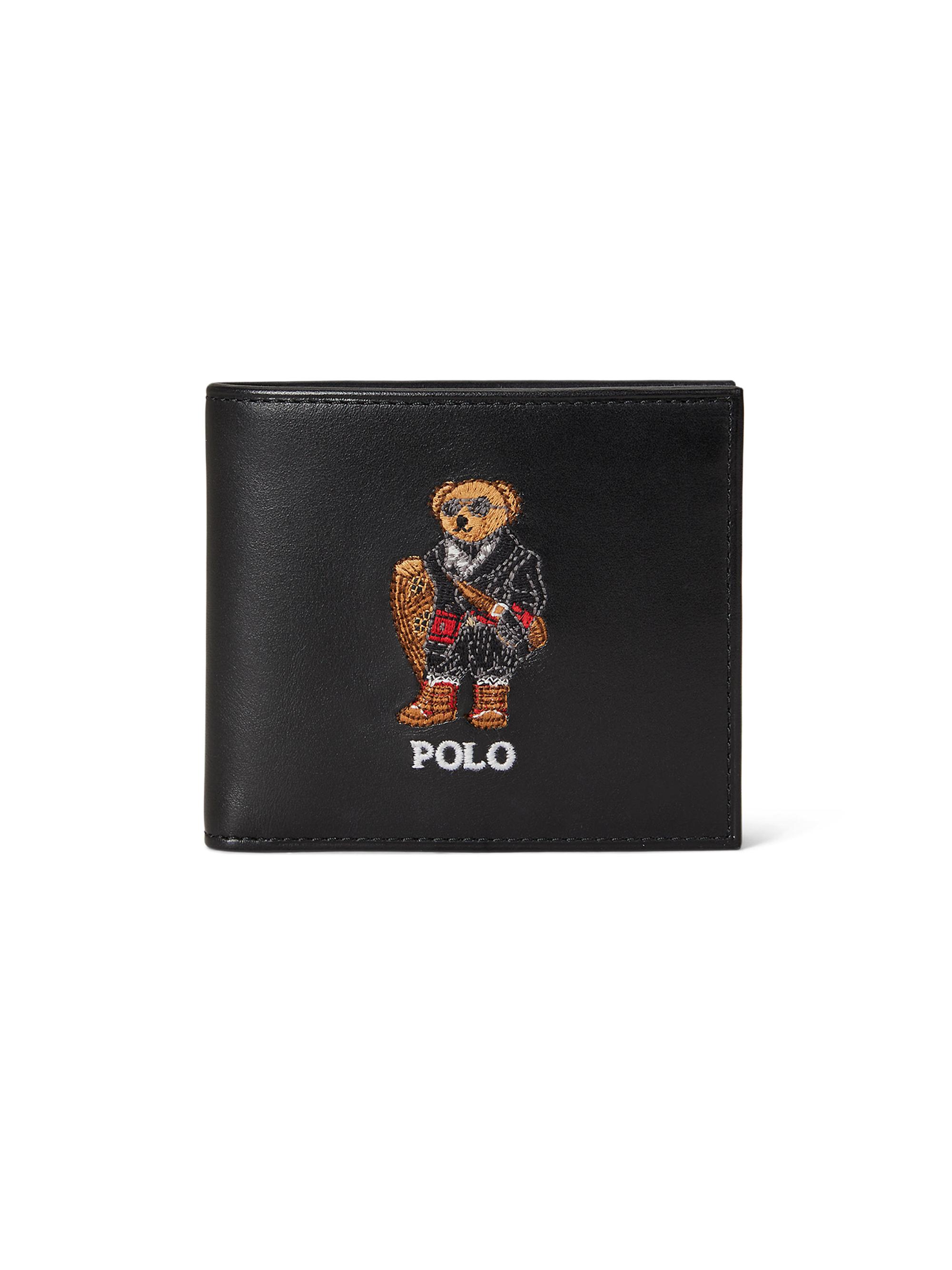 Polo Ralph Lauren Men's Polo Bear Leather Bifold Wallet - Black