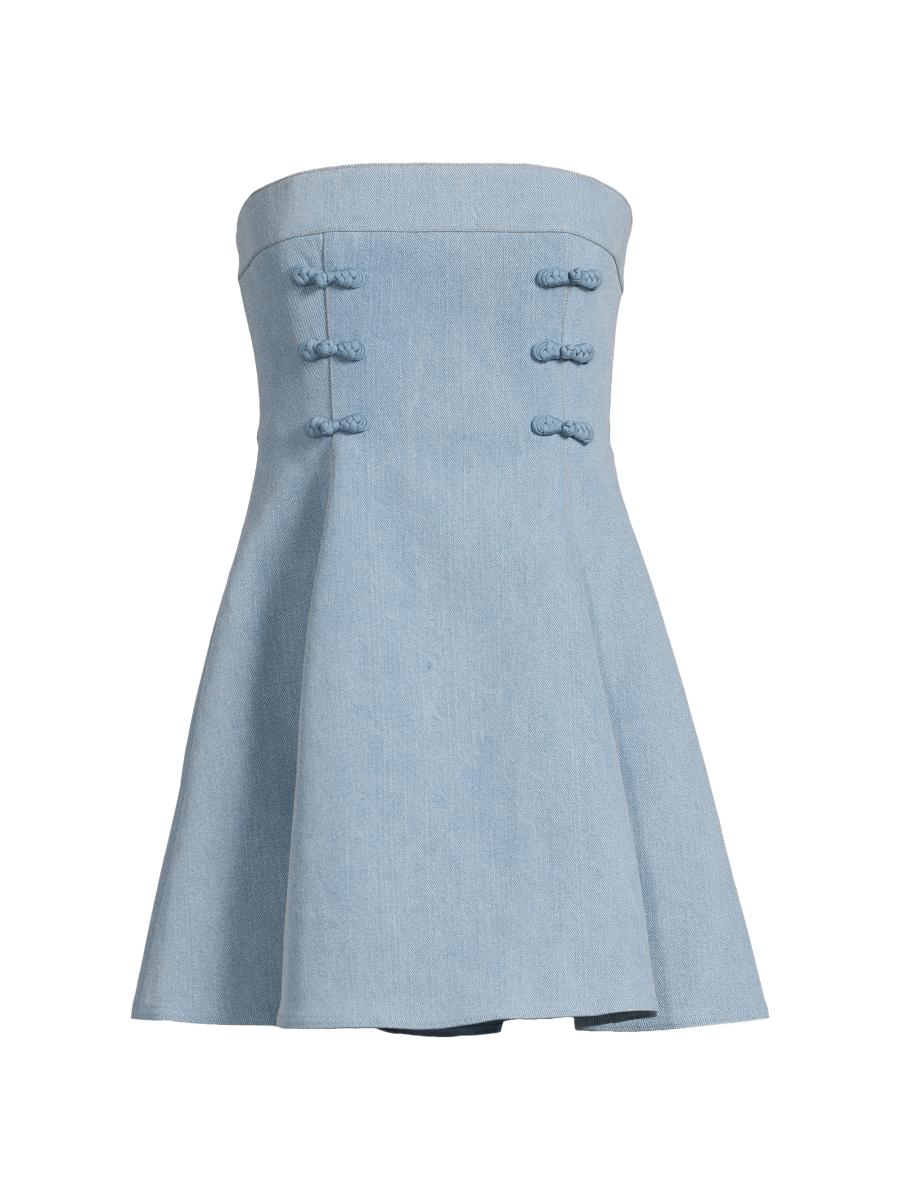 Sau Lee Women's Tai Denim Strapless Minidress In Blue