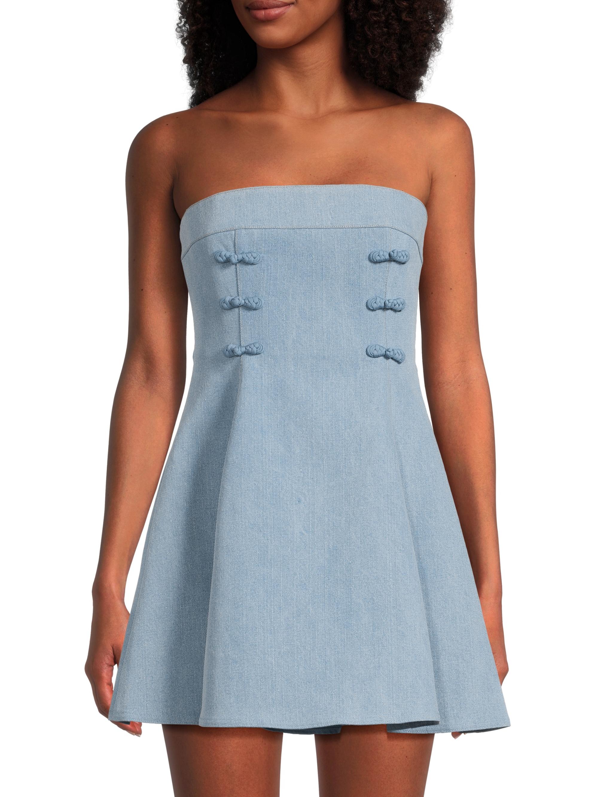 knee length dresses for ladies Sau Lee Eva Mini Dress, Blue Multi main image 1